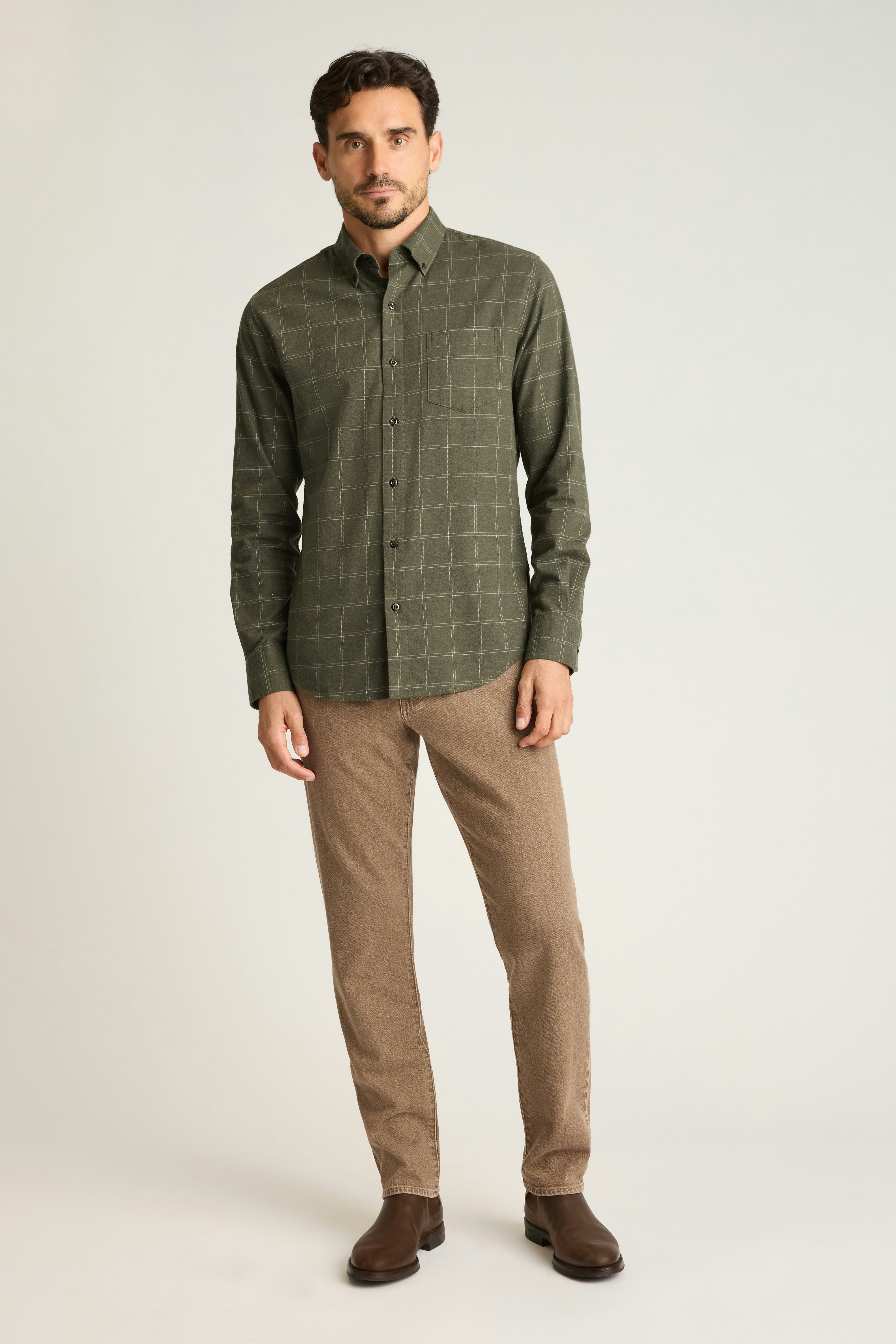 Everyday Lightweight Flannel Shirt olive windowpane
