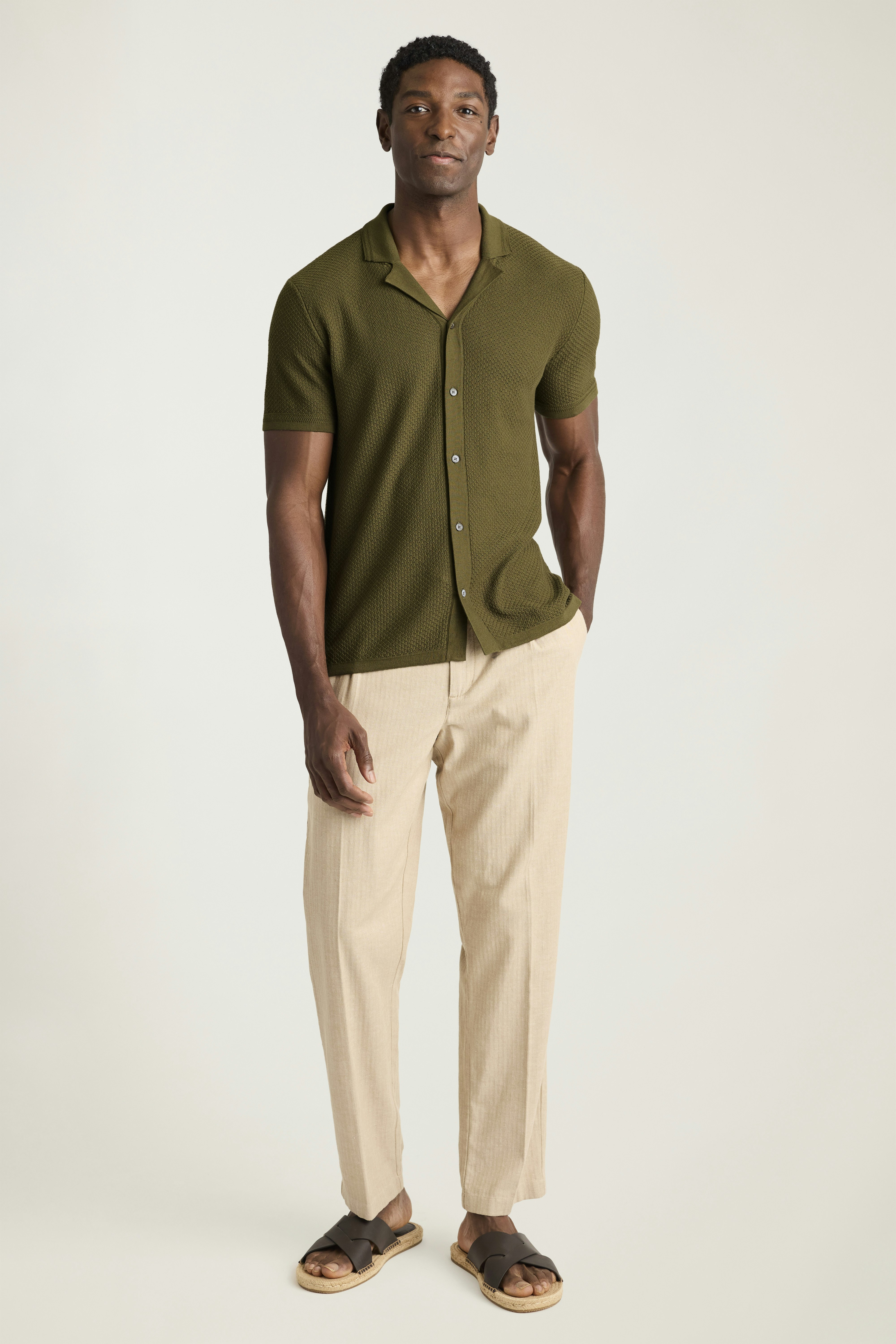 Hudson Cabana Sweater Polo olive green cotton