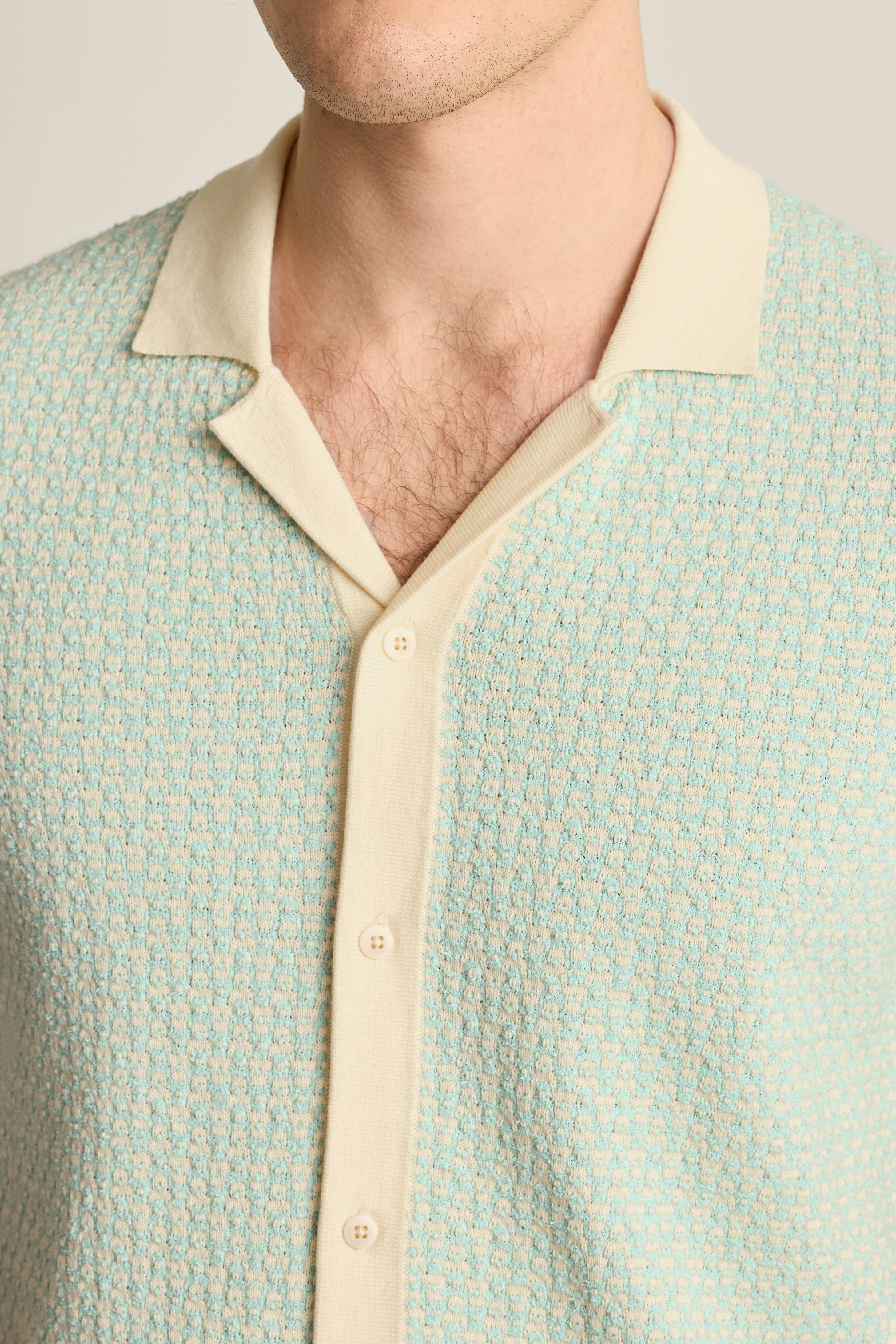 Hudson Cabana Sweater Polo cornsilk blue cotton geo