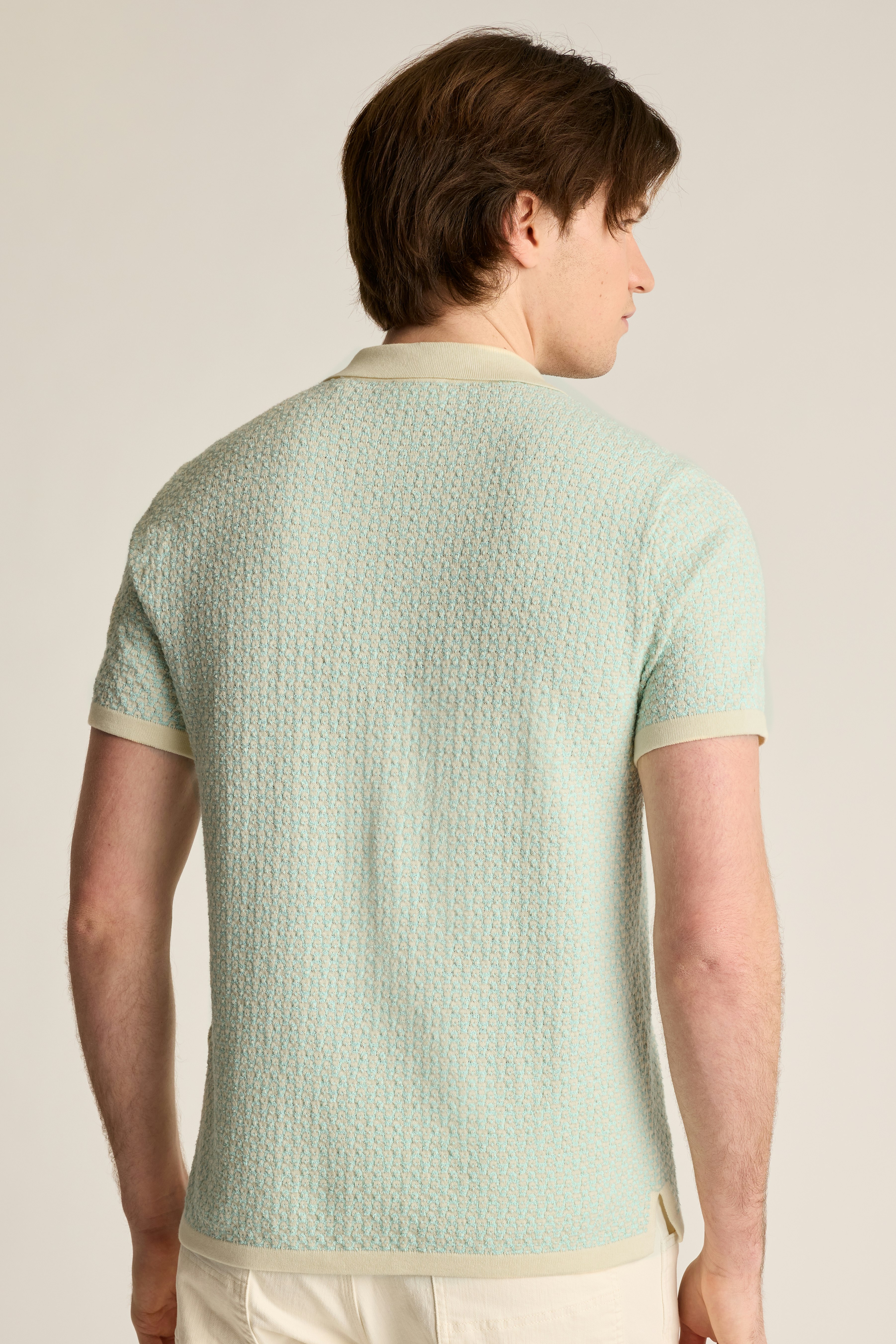Hudson Cabana Sweater Polo cornsilk blue cotton geo