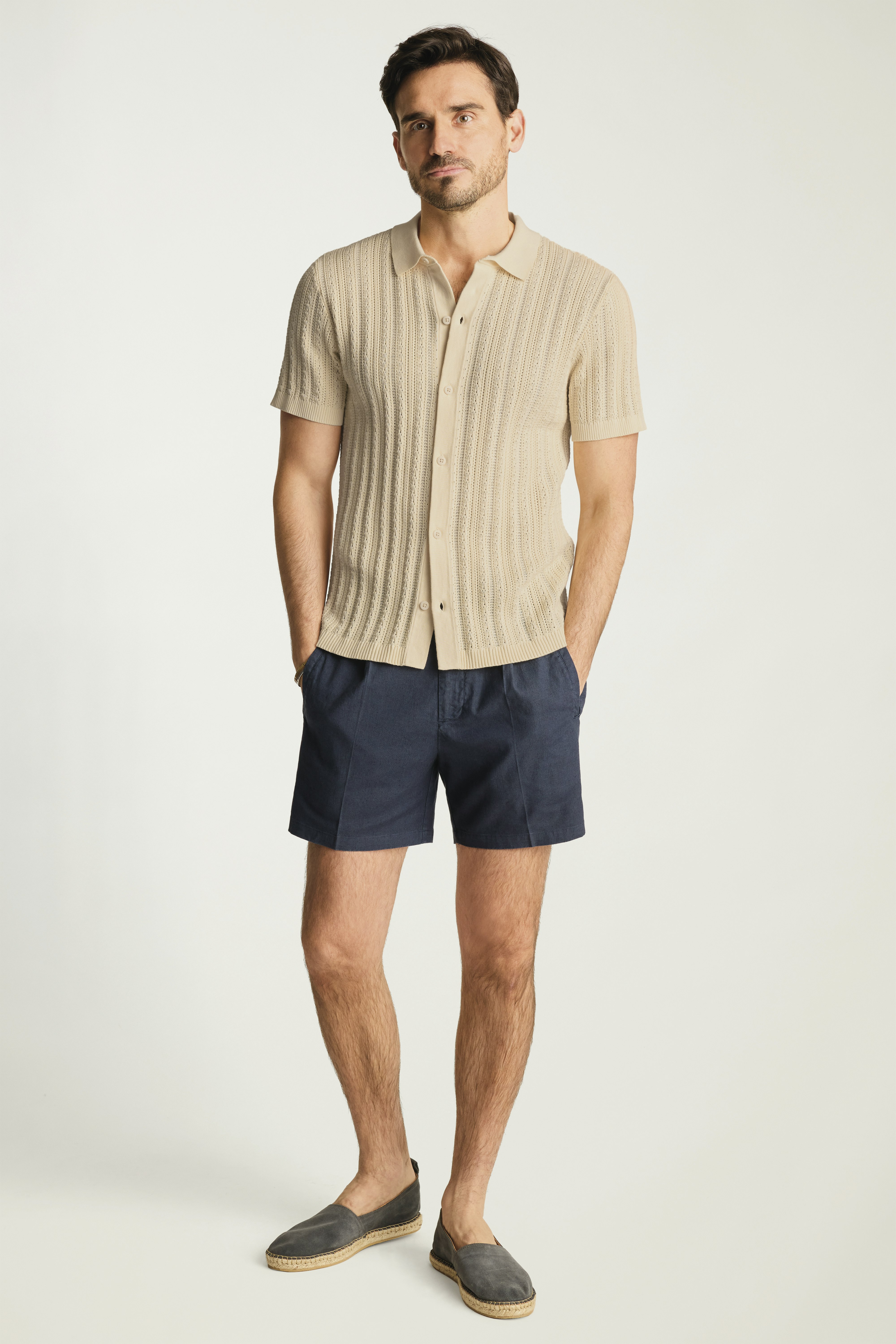 Hudson Cabana Sweater Polo cornsilk cotton pointelle