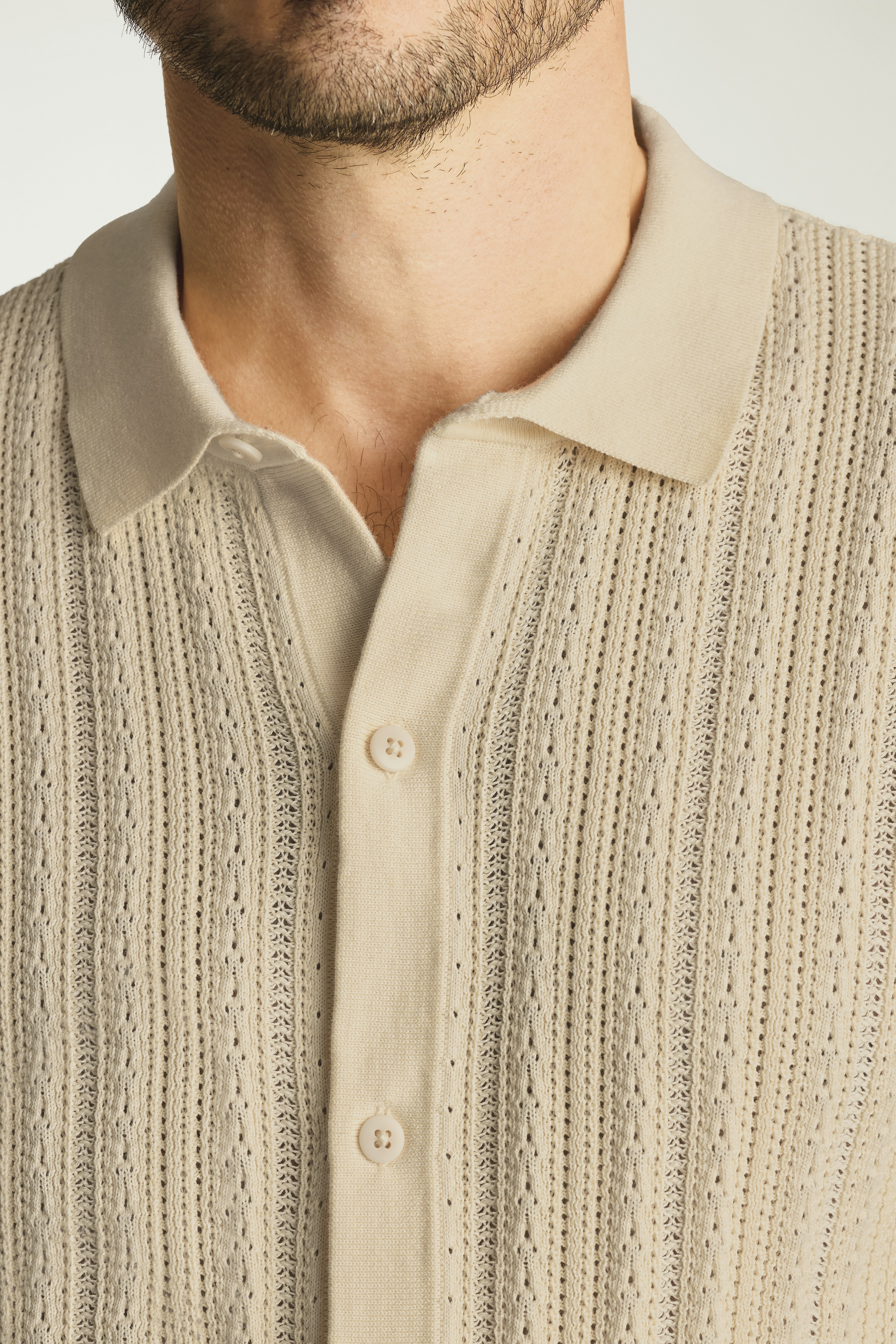 Hudson Cabana Sweater Polo cornsilk cotton pointelle