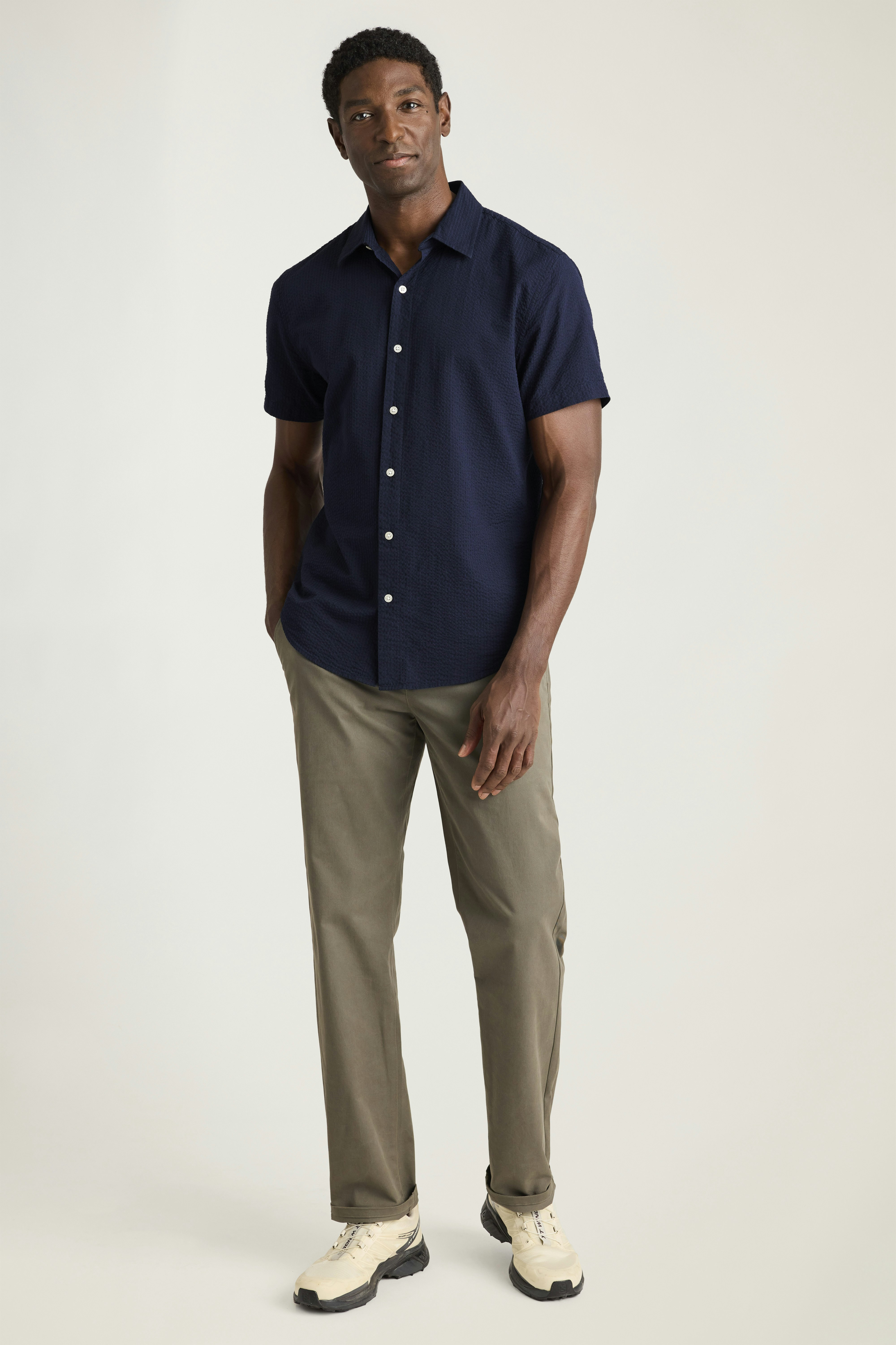Riviera Short Sleeve Shirt blue black seersucker check
