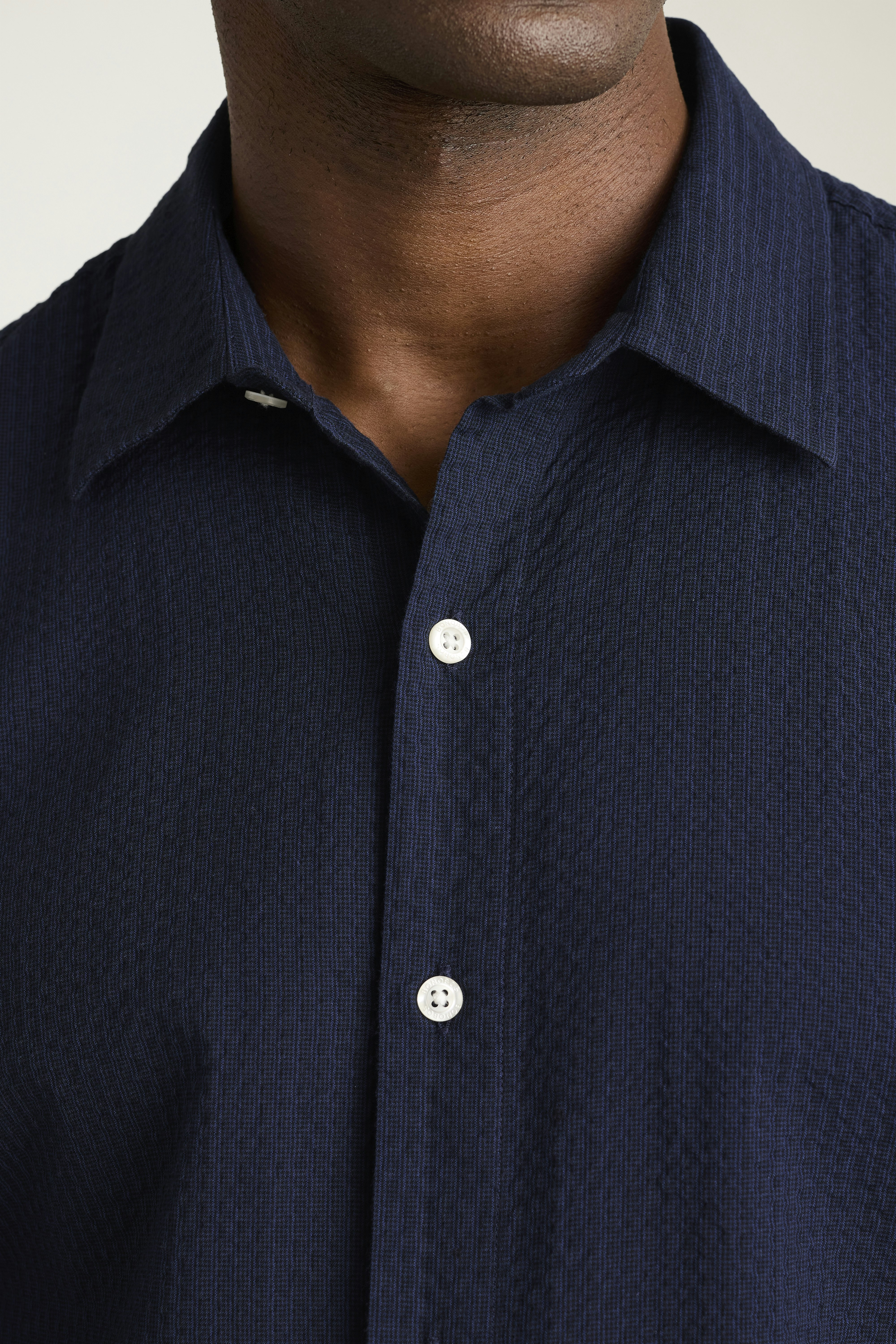 Riviera Short Sleeve Shirt blue black seersucker check