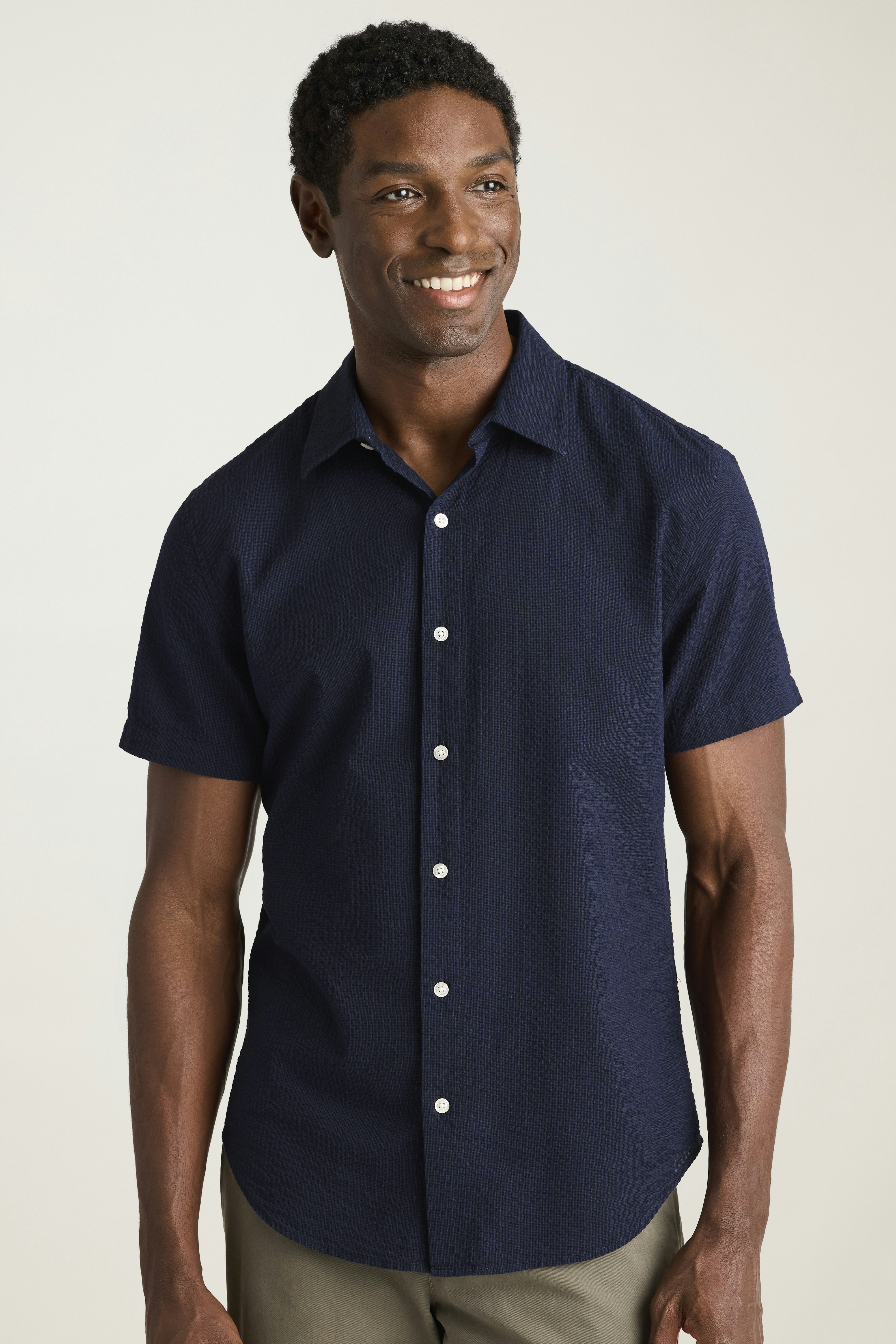 Riviera Short Sleeve Shirt blue black seersucker check