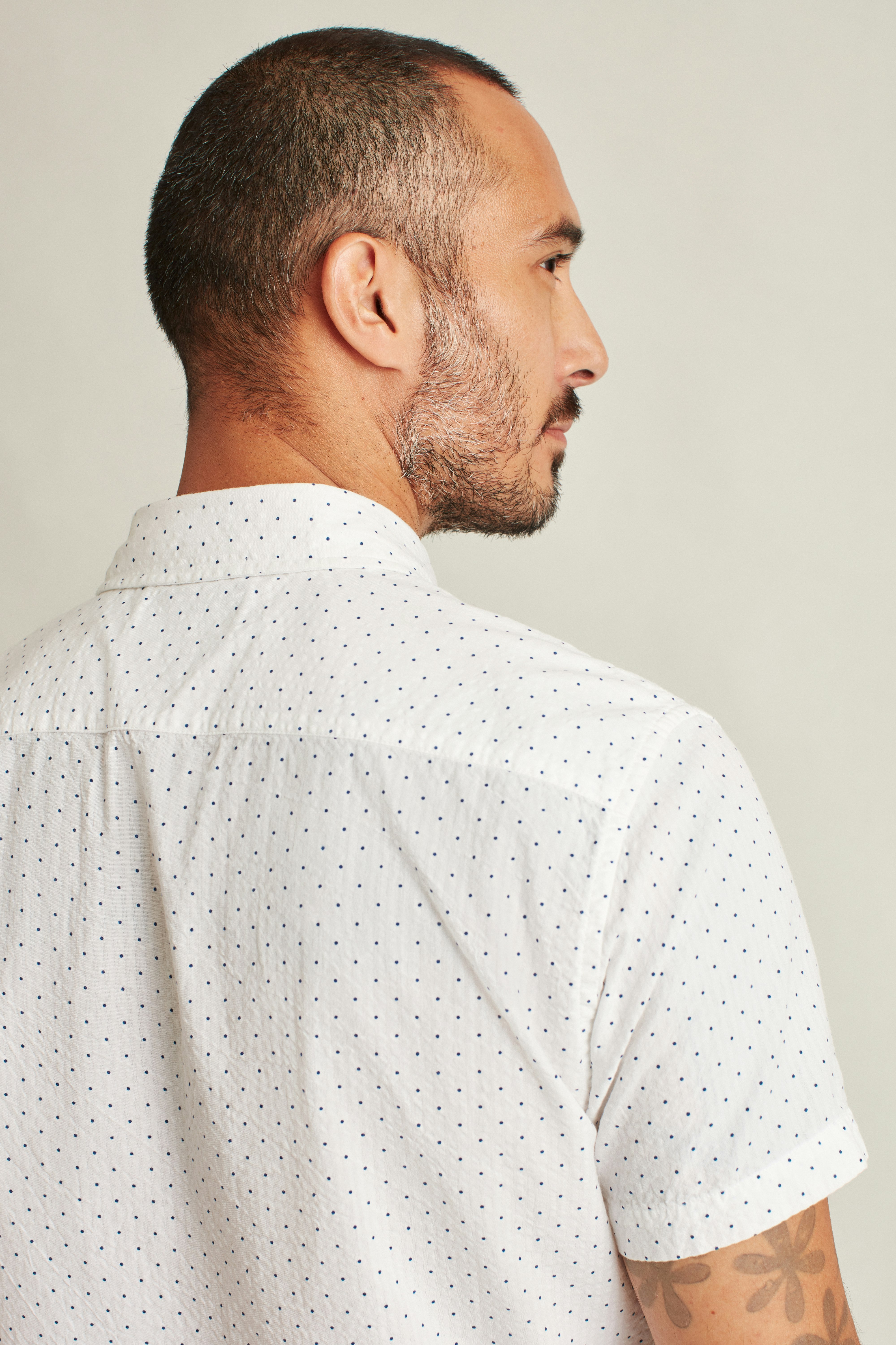 Riviera Short Sleeve Shirt blue seersucker dot 5 Riviera Short Sleeve Shirt blue seersucker dot