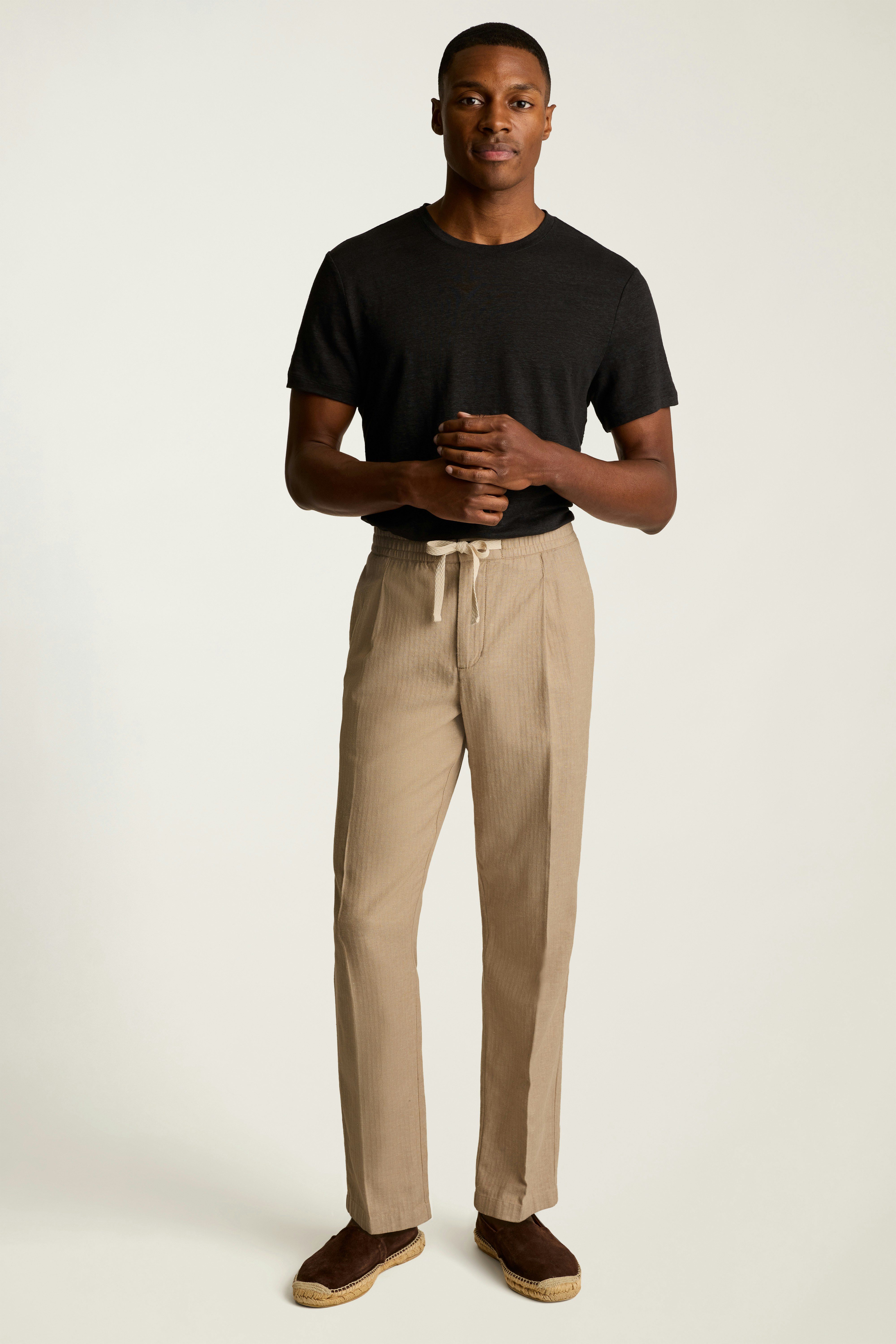 Linen Blend Boardwalk Pant khaki herringbone linen