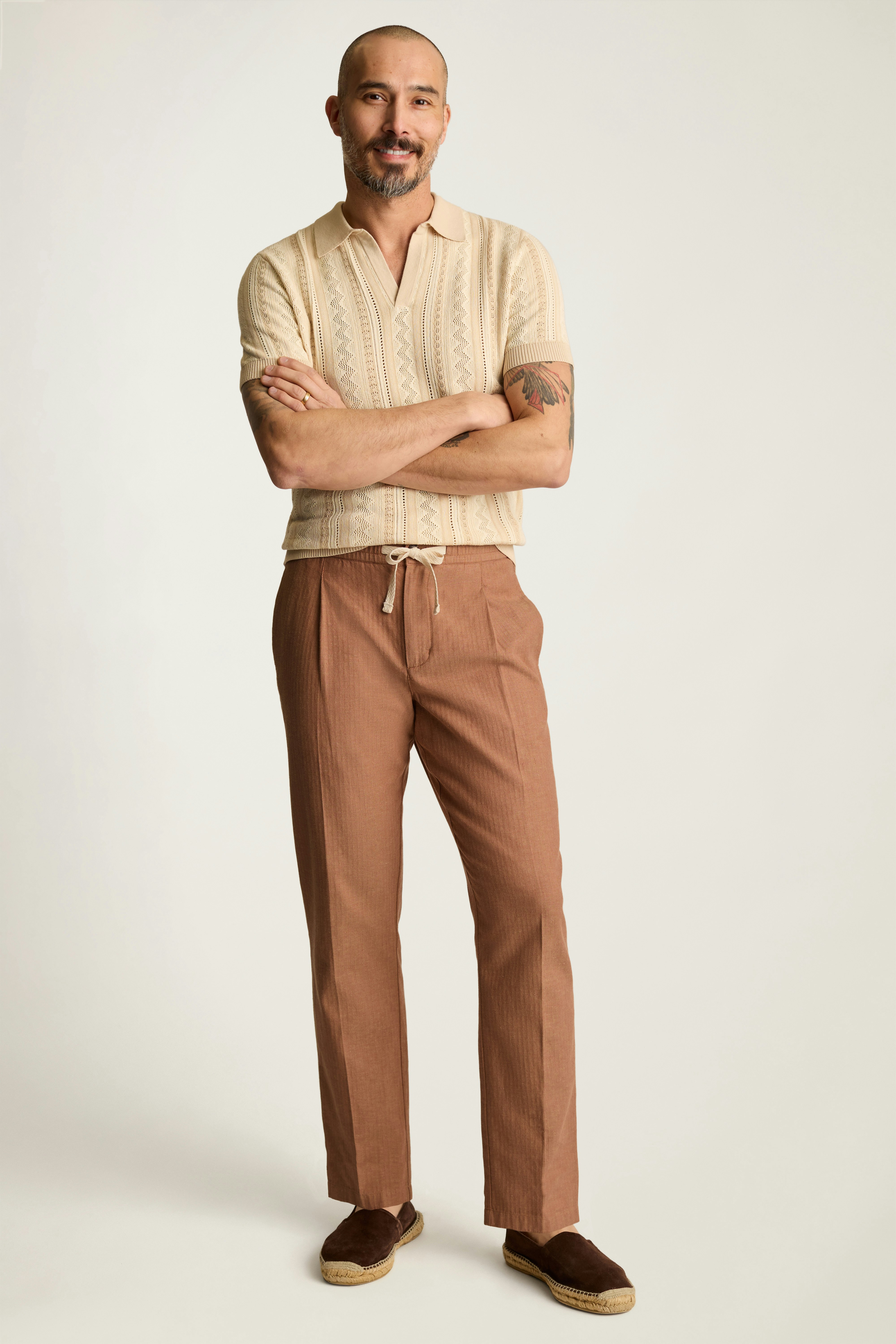 Linen Blend Boardwalk Pant russet herringbone linen