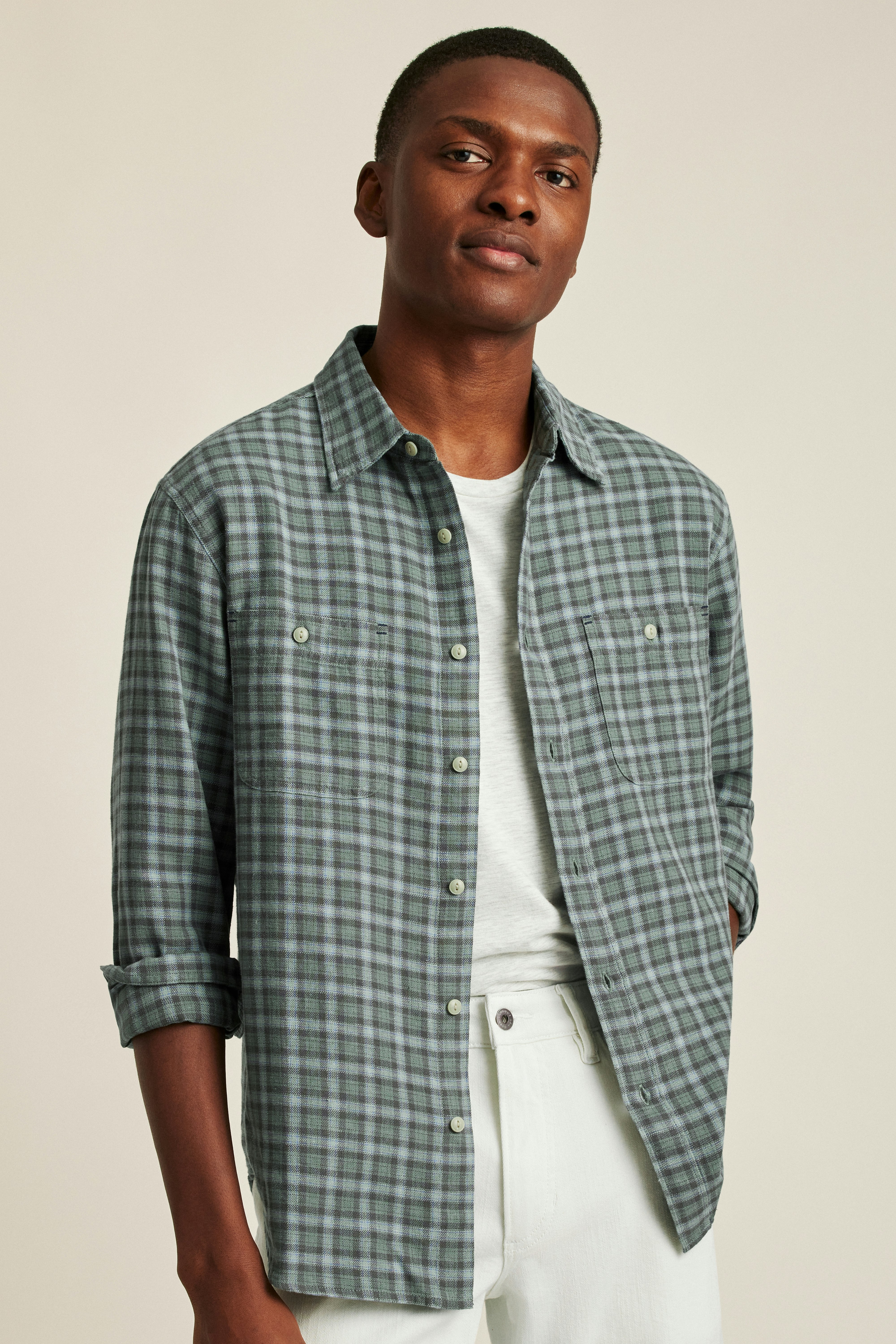Sunset Overshirt sage ireland plaid