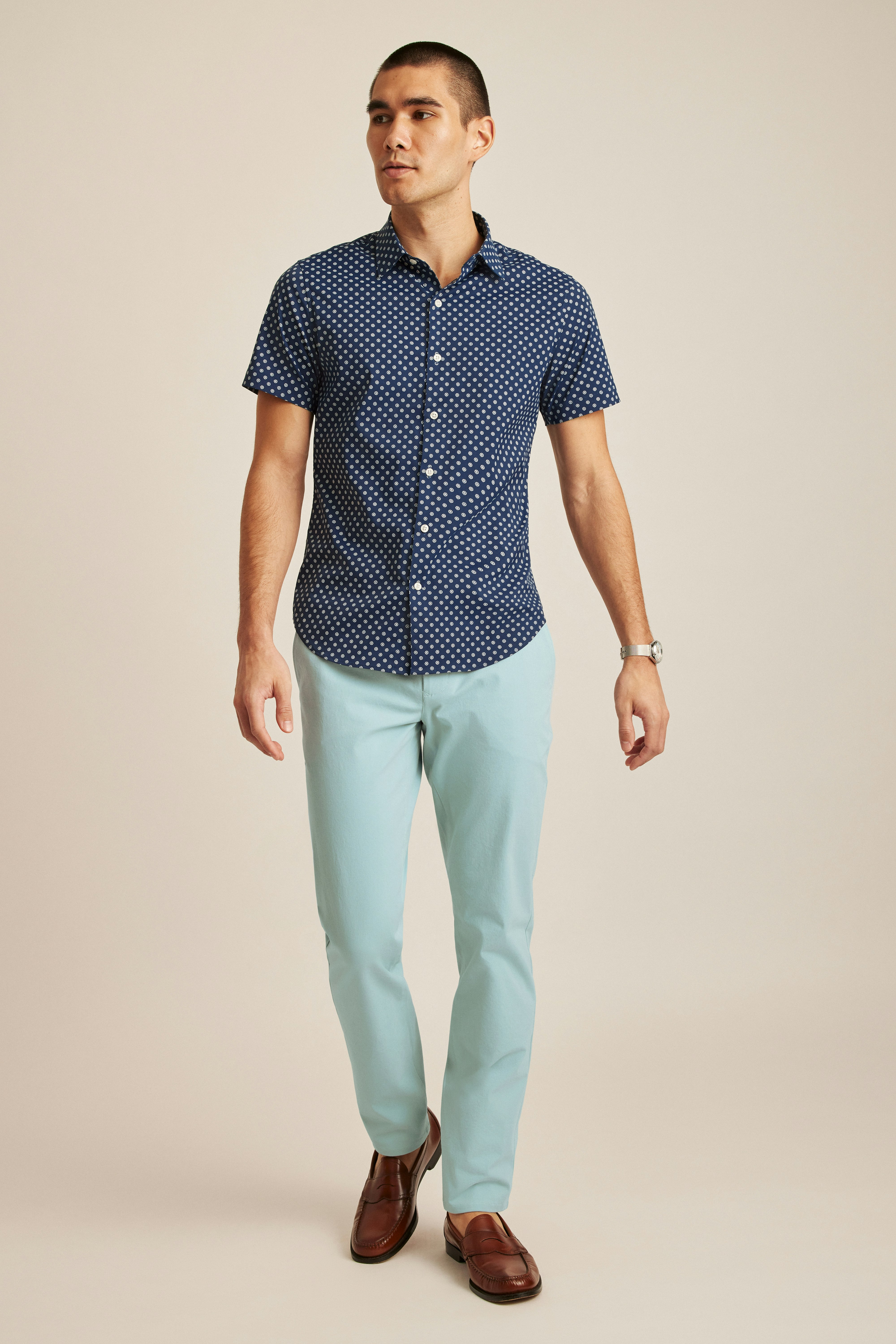 Tech Short Sleeve Shirt navy hazy daisies