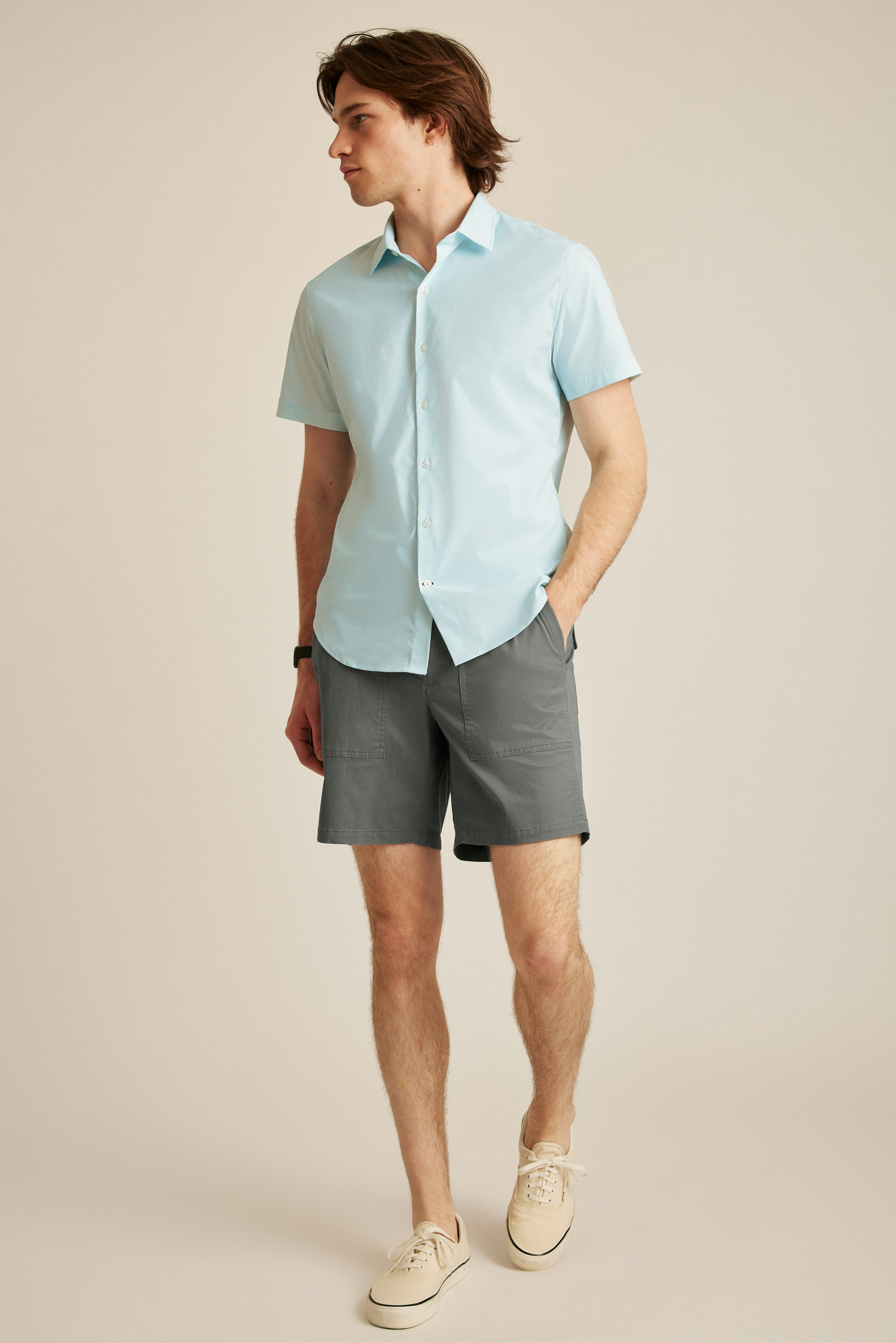 Tech Short Sleeve Shirt blue astor geo