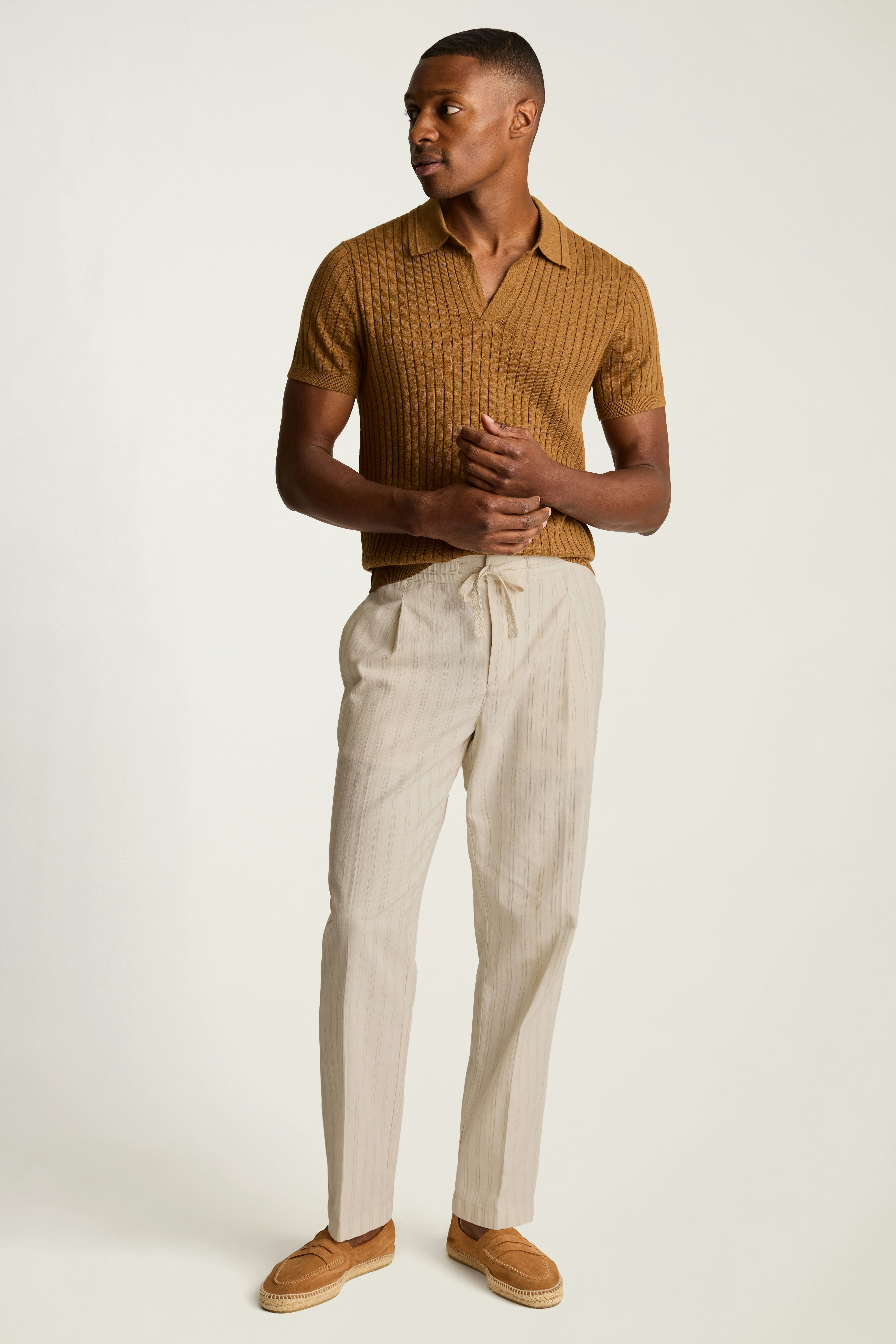 Linen Blend Boardwalk Pant ivory linen stripe