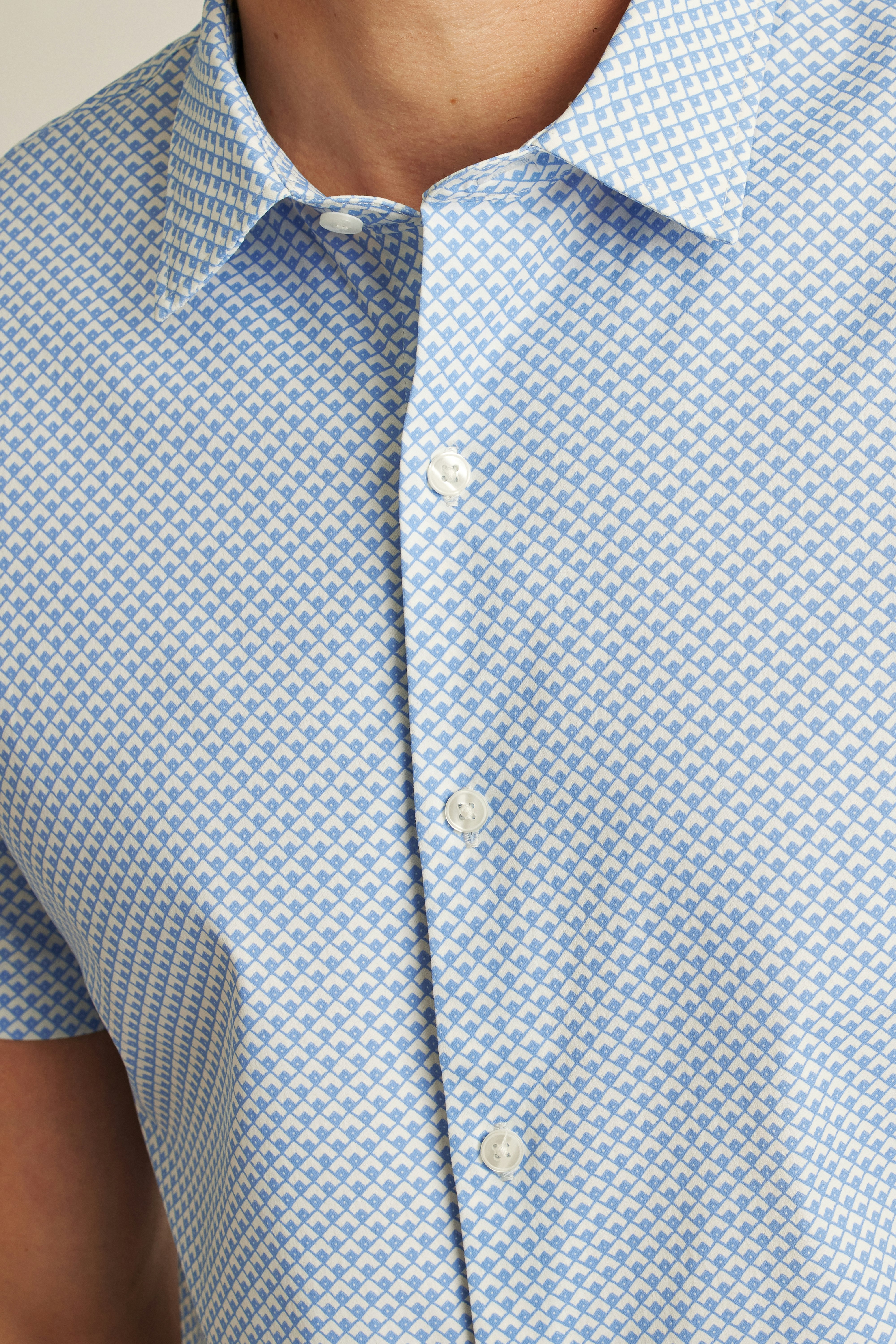 Tech Short Sleeve Shirt muted cerulean blue geo