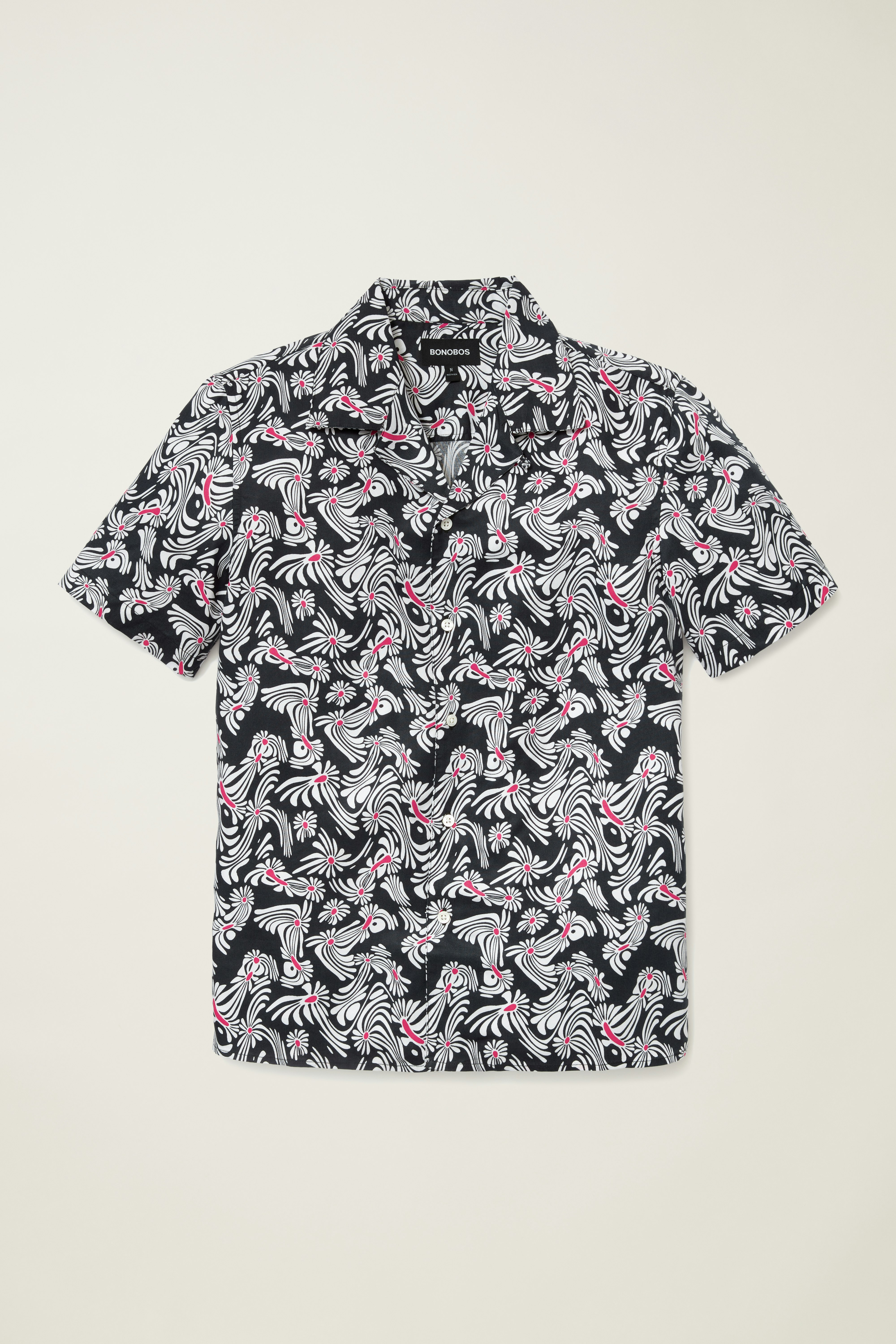 Riviera Cabana Shirt black trippy floral