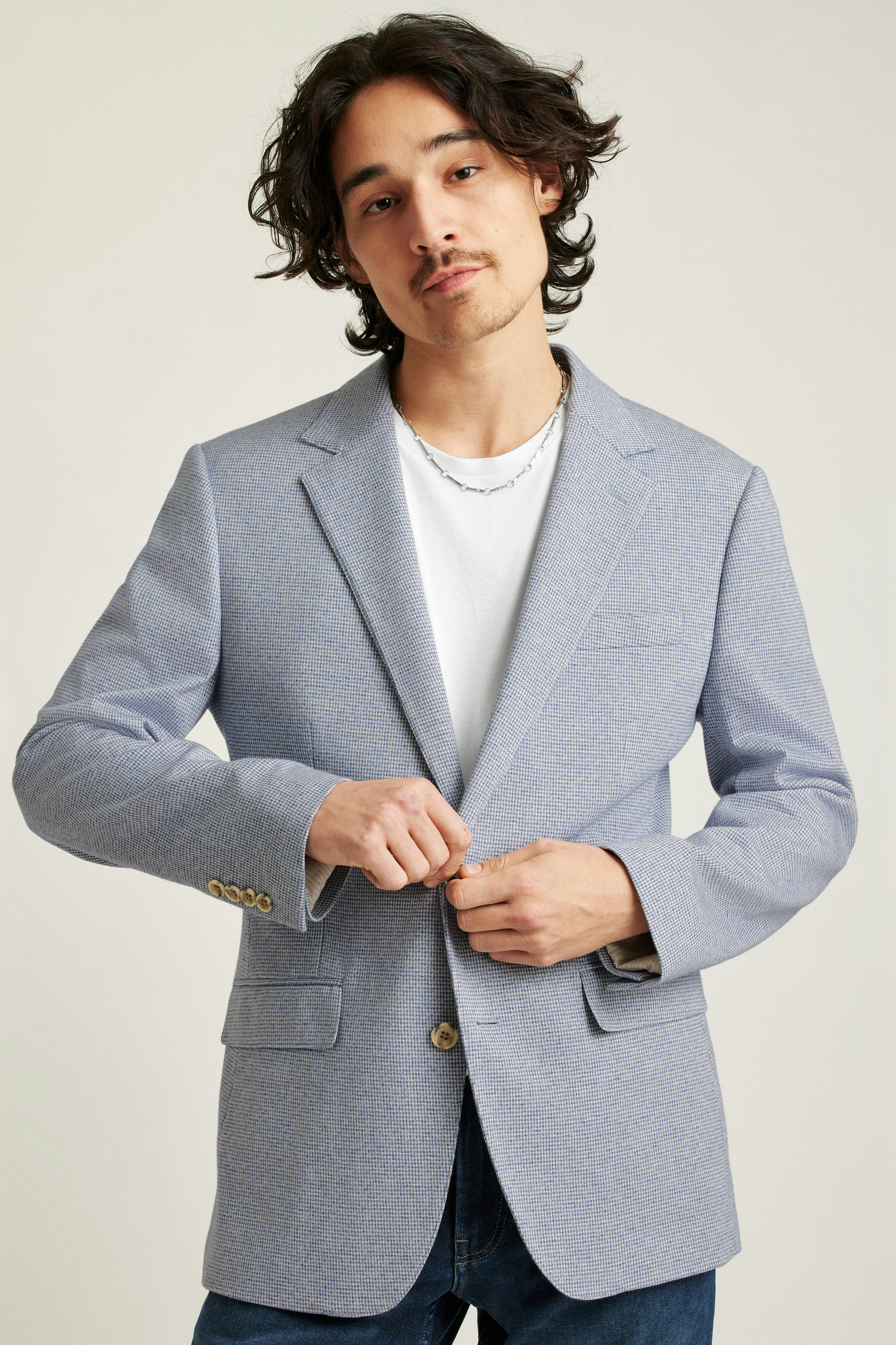 Jetsetter Knit Blazer blue grey houndstooth