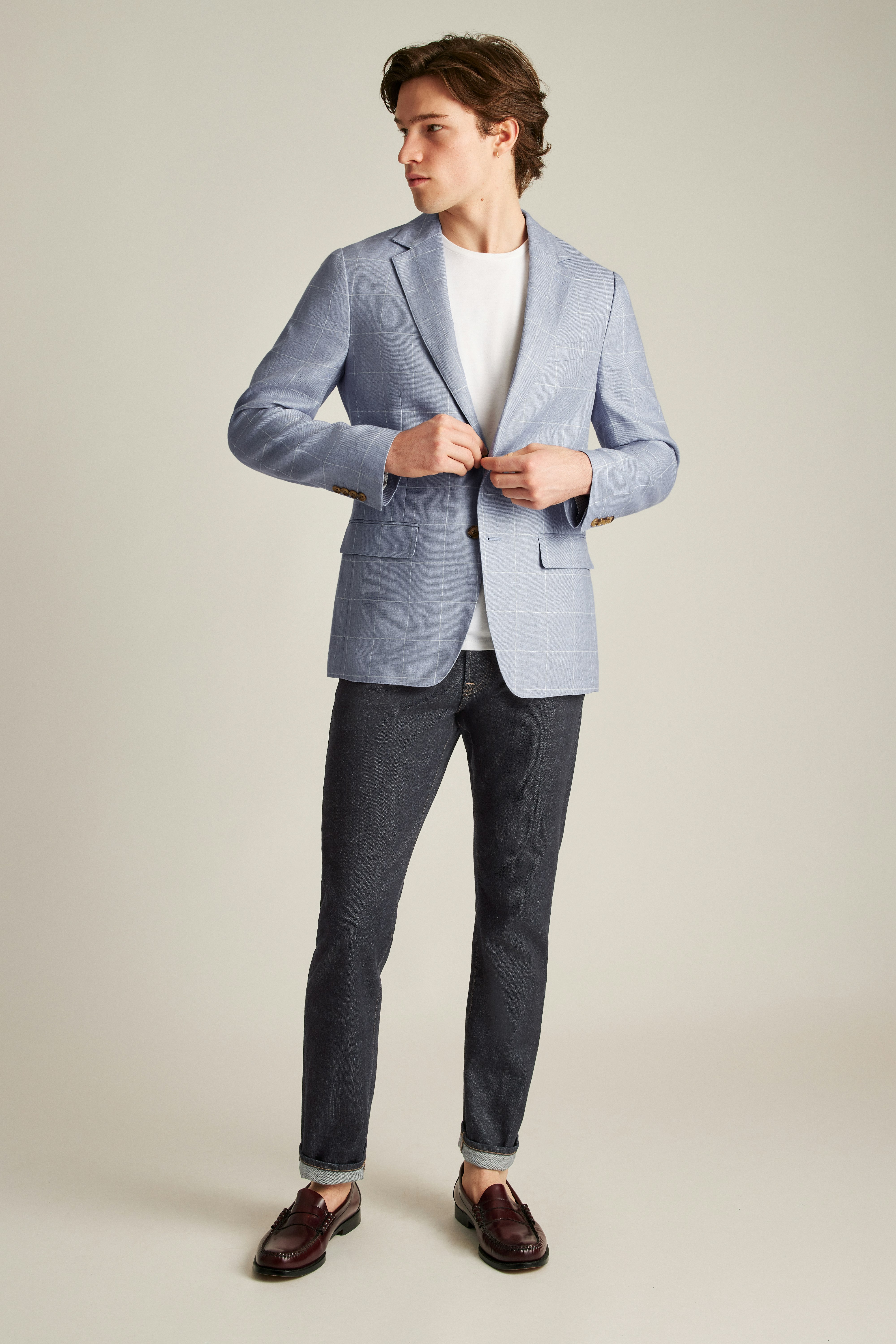 Jetsetter Unconstructed Blazer light blue windowpane