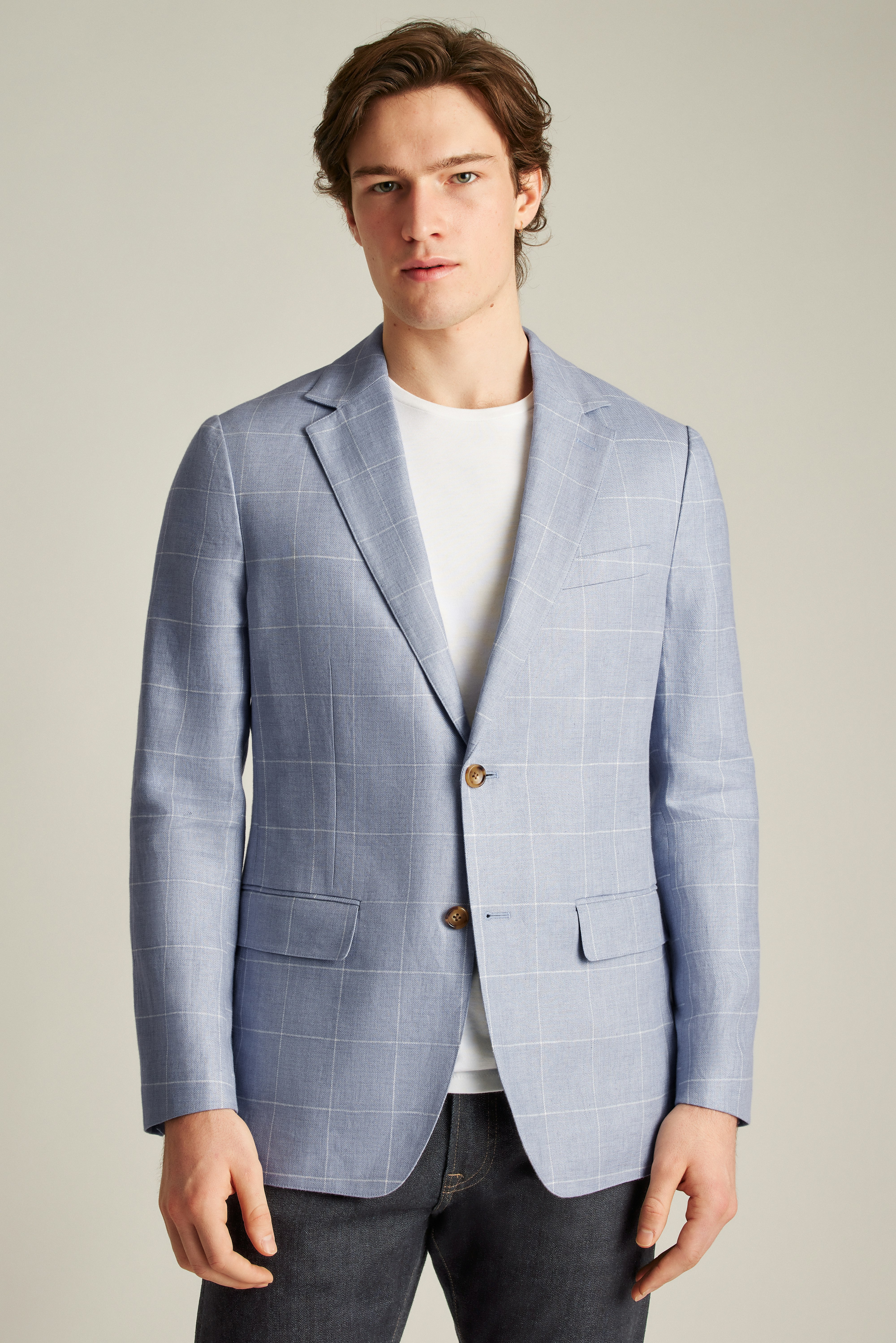 Jetsetter Unconstructed Blazer light blue windowpane