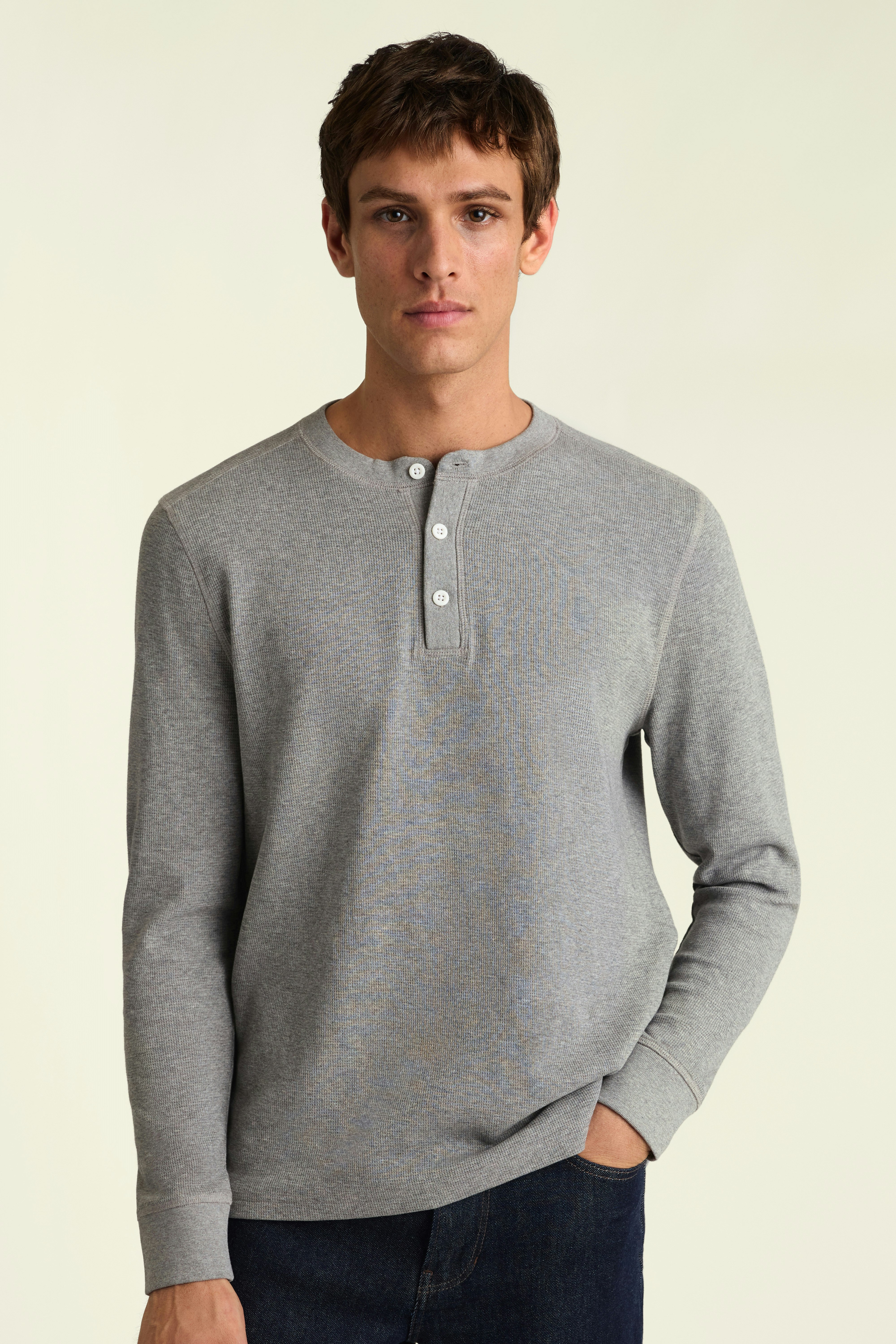 Waffle Henley grey heather