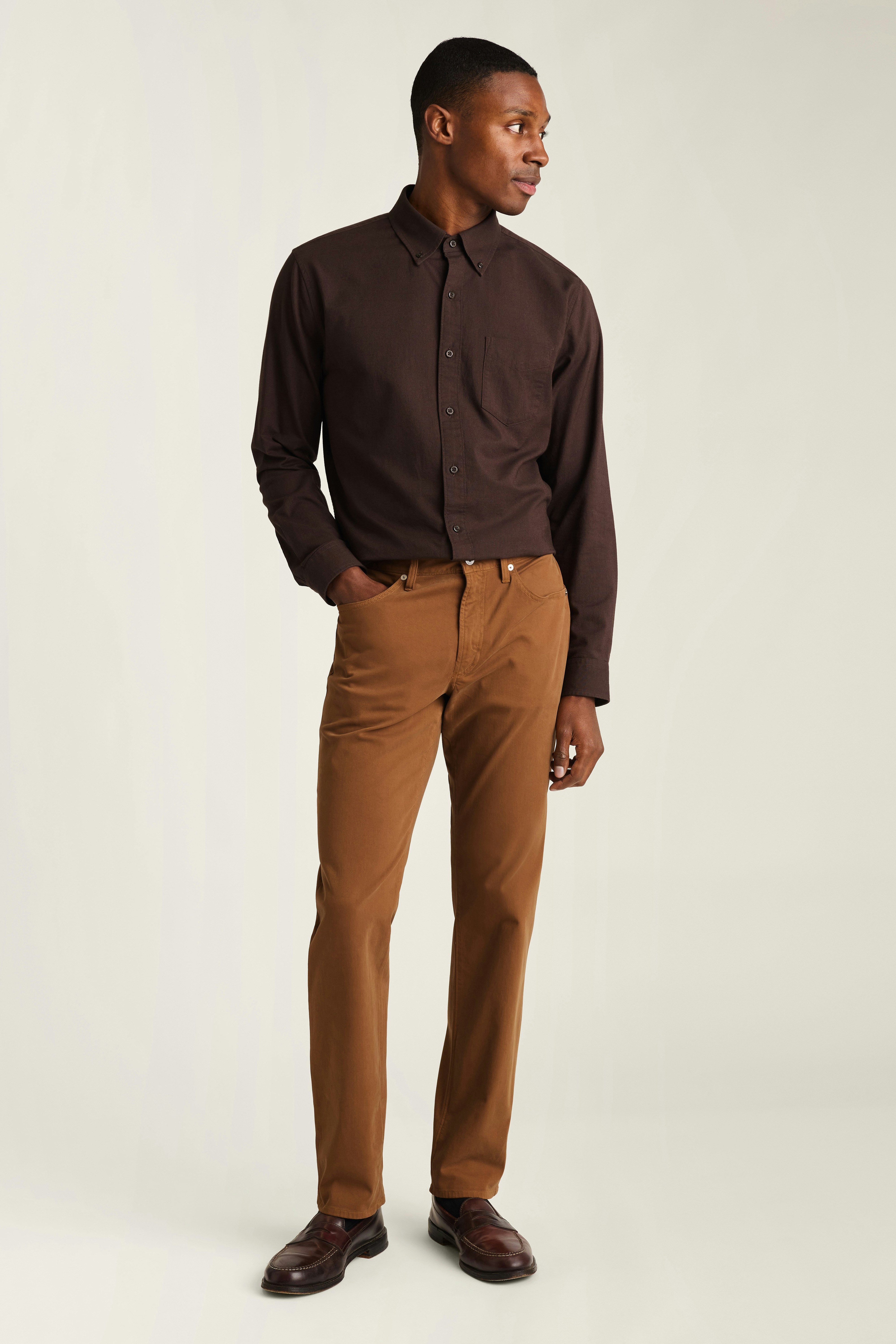 Italian Brushed 5-Pocket Pants rich brown
