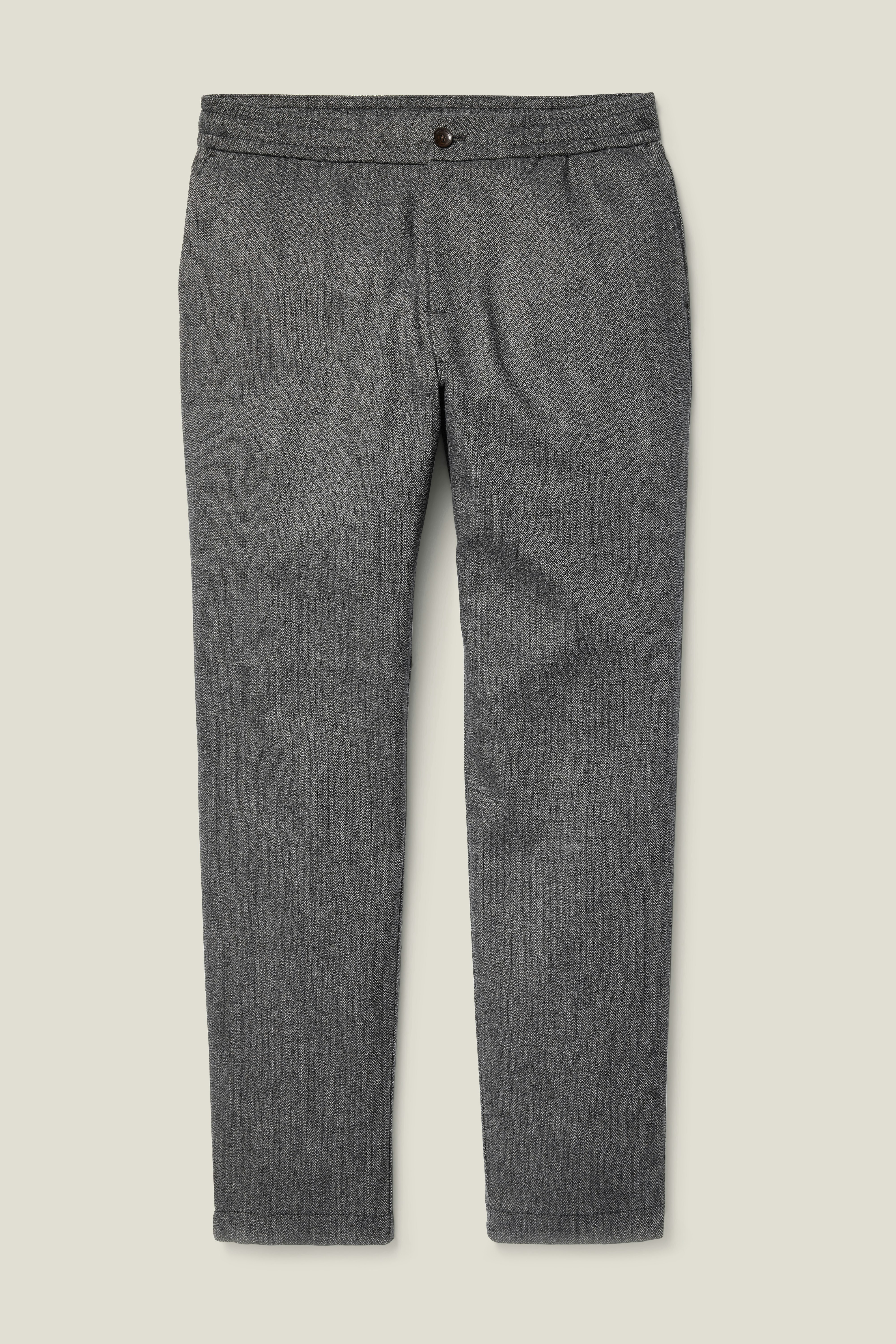 Wool Drawstring Trouser grey herringbone