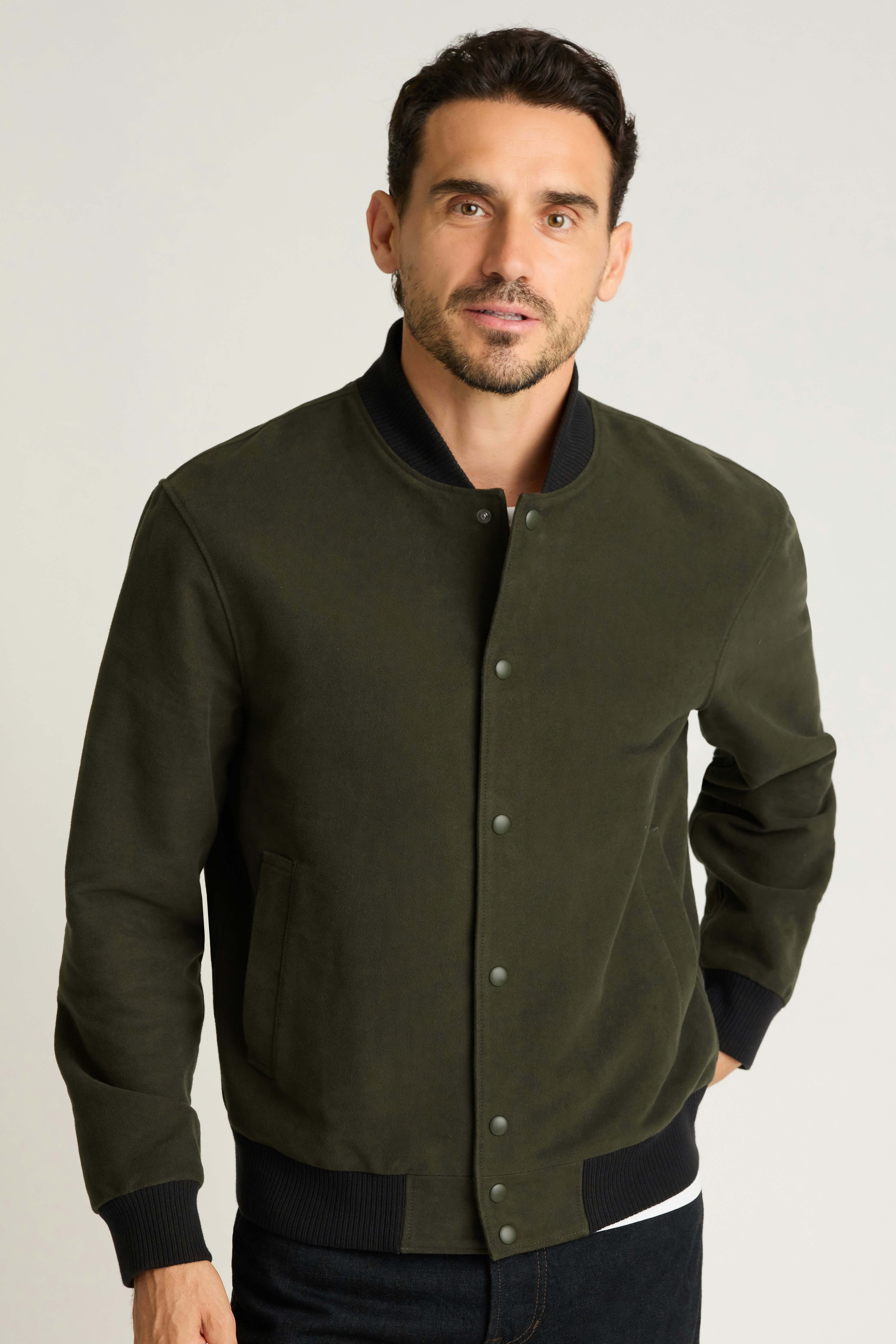 The Italian Moleskin Bomber dark olive green 3 The Italian Moleskin Bomber dark olive green