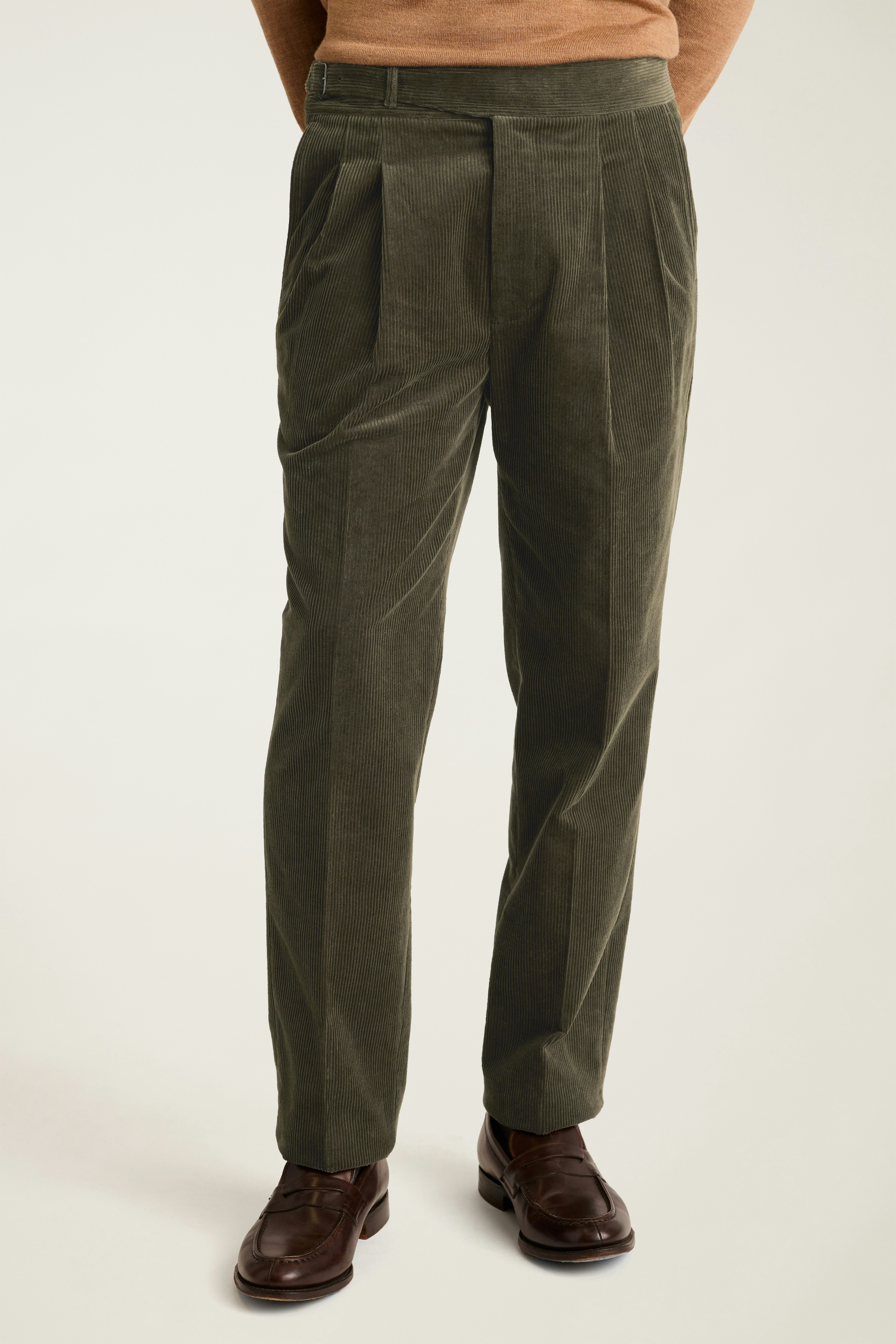 Italian Gurkha Trouser olive green corduroy