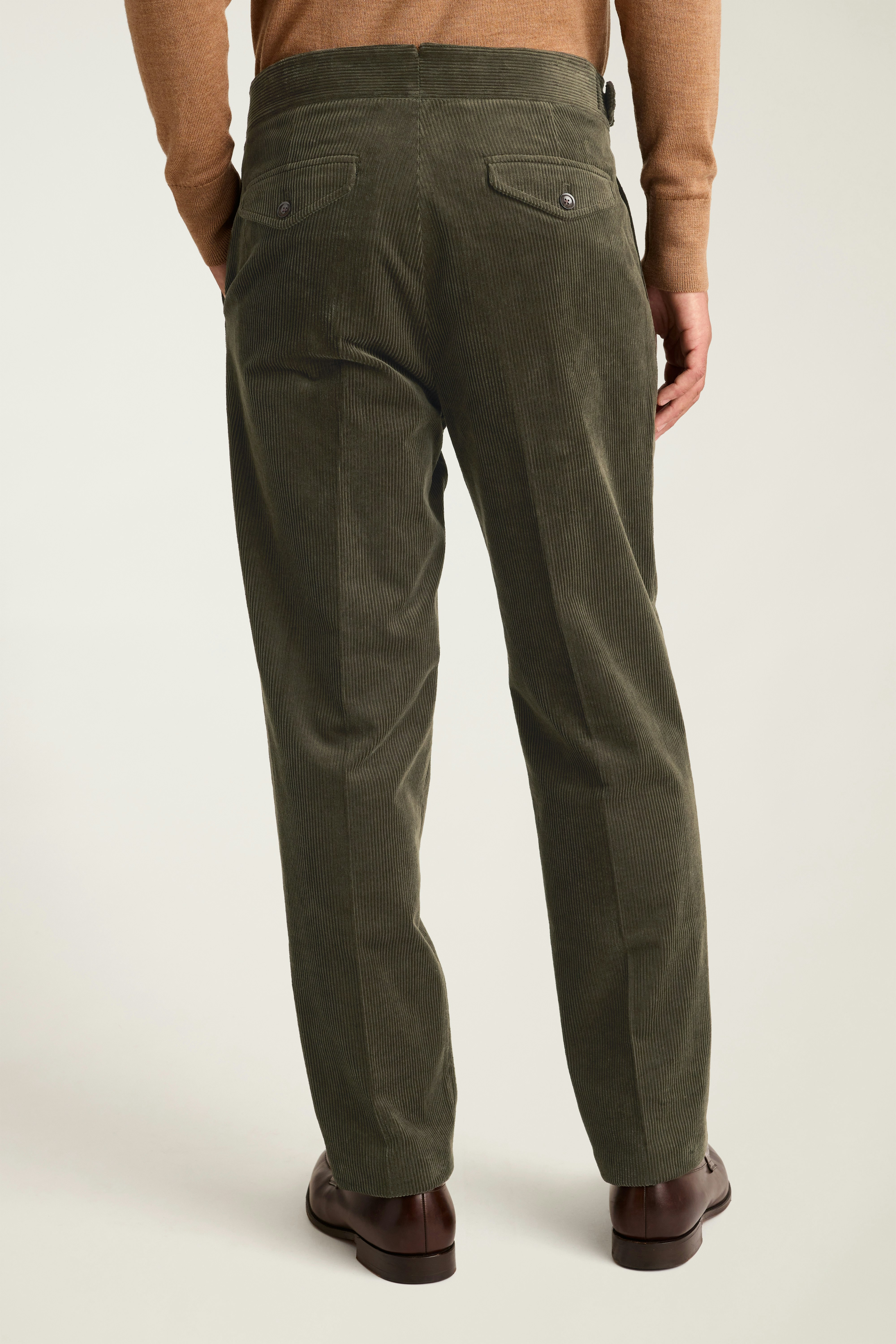 Italian Gurkha Trouser olive green corduroy
