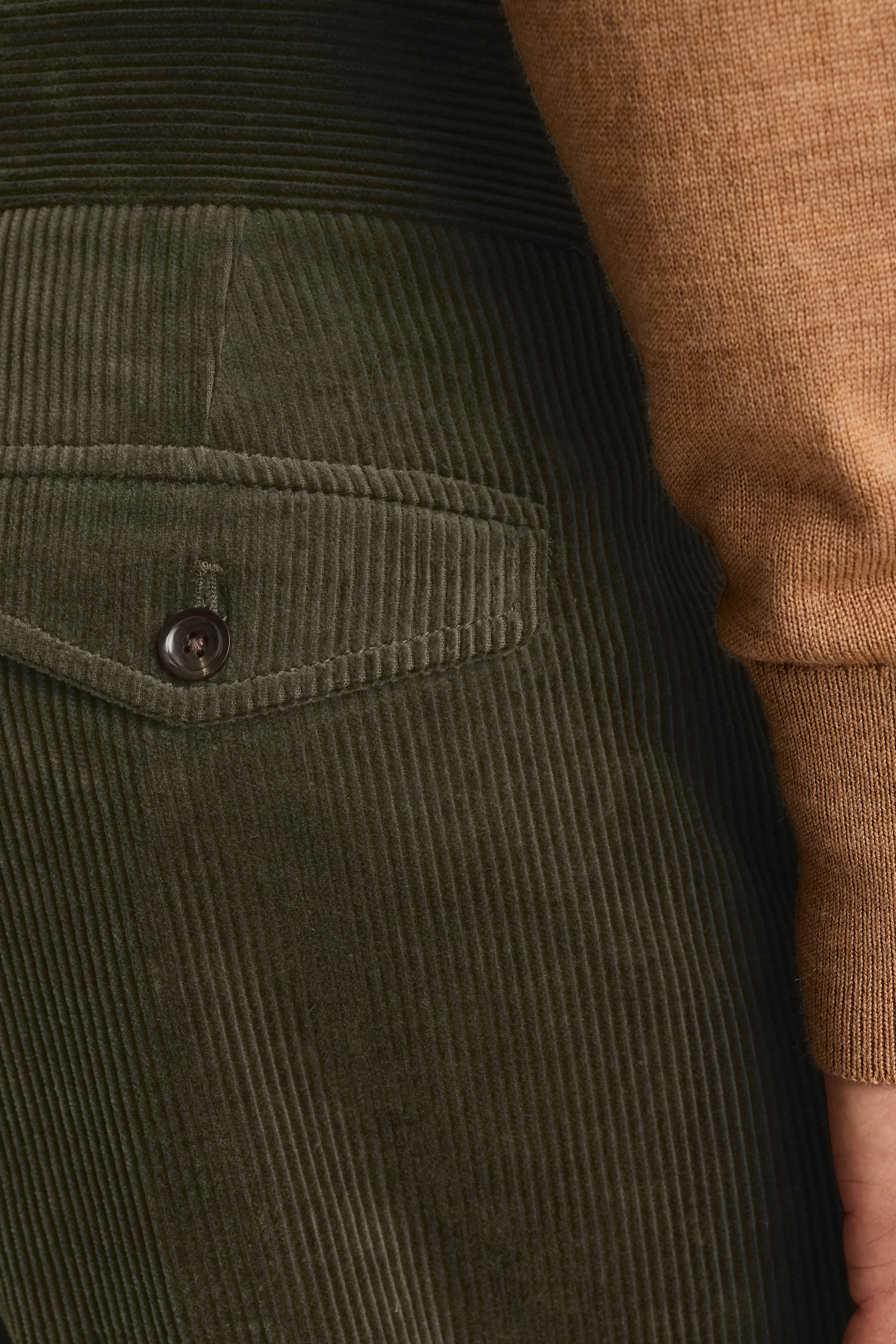 Italian Gurkha Trouser olive green corduroy