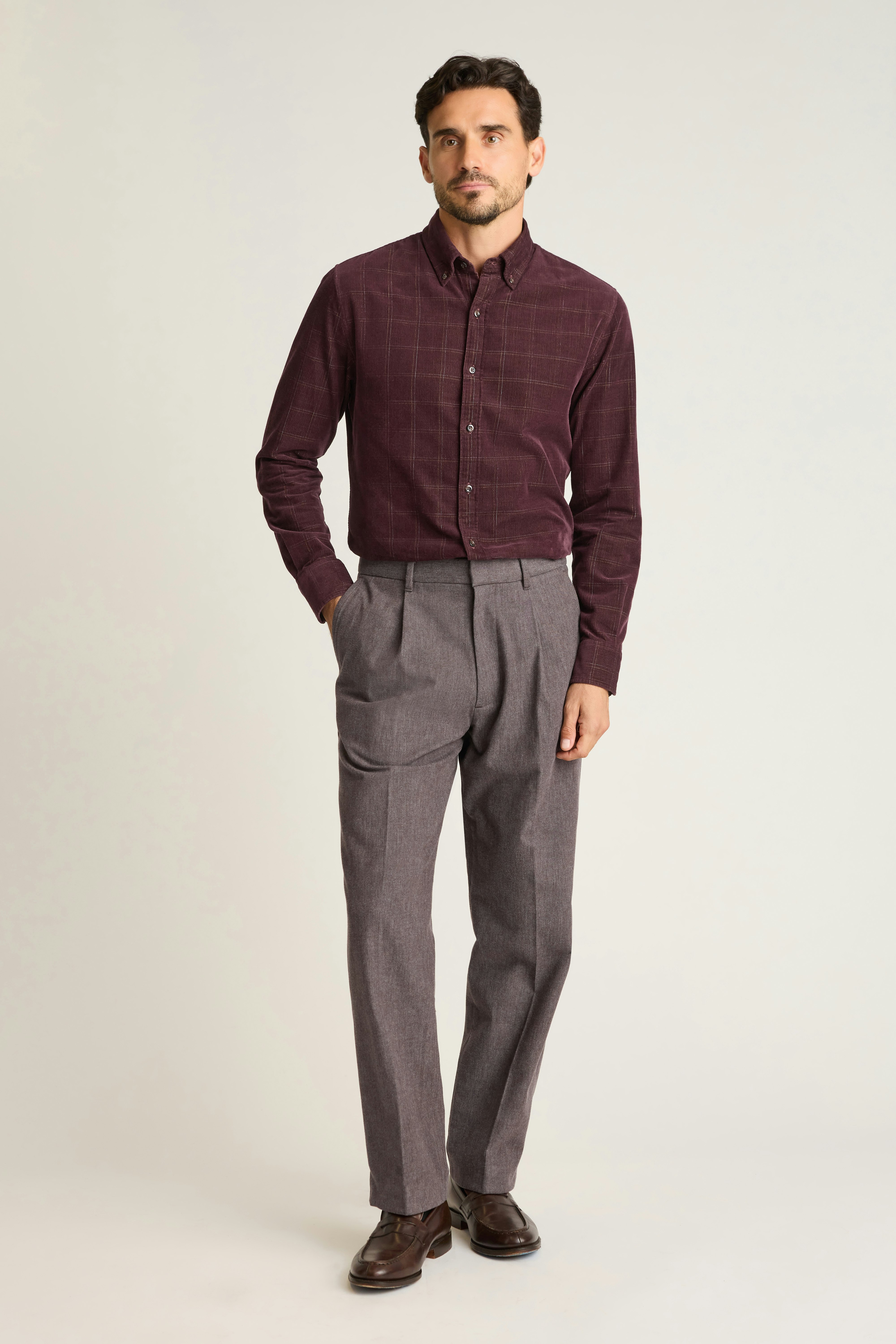 Prince Street Pleated Trouser brown marl