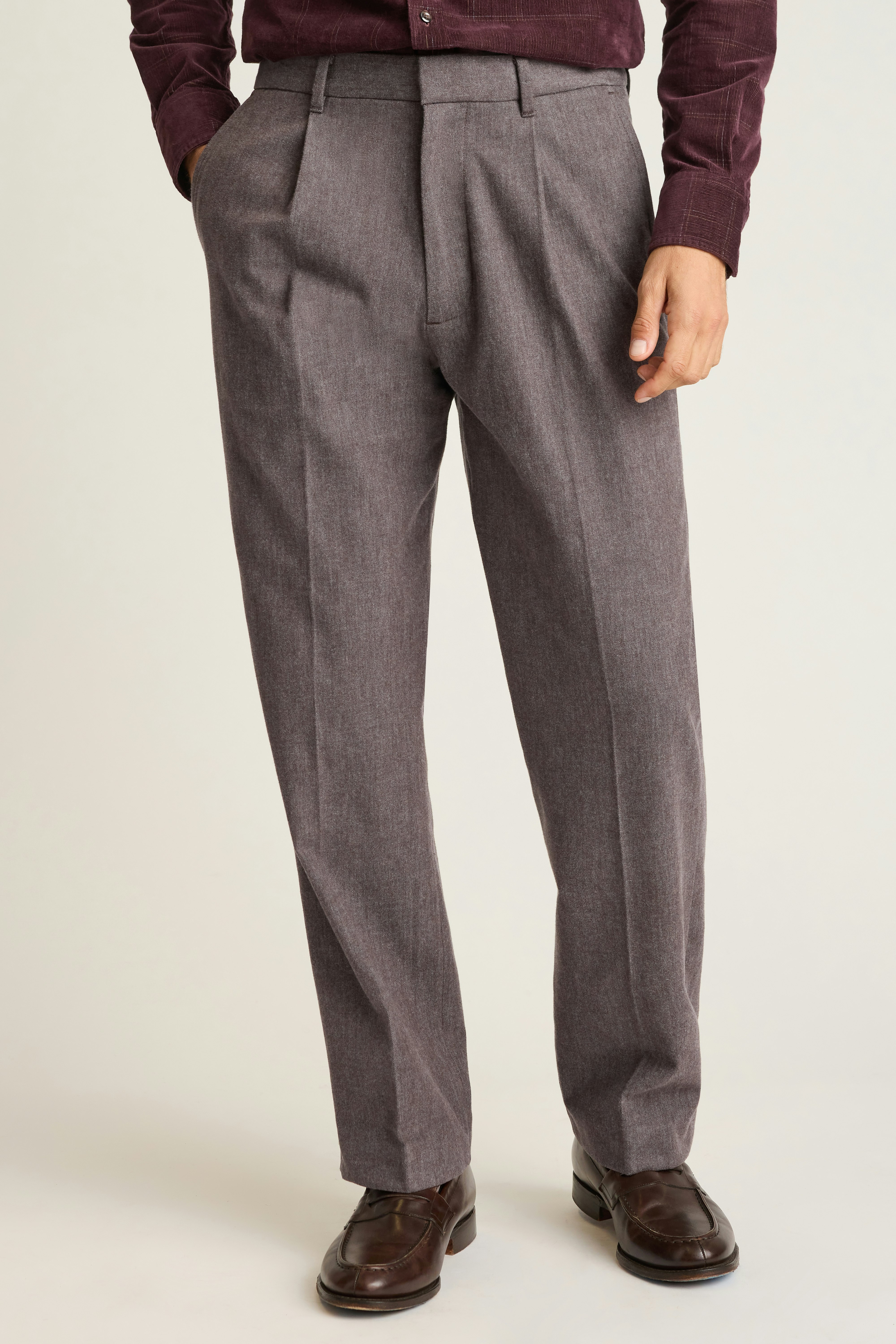 Prince Street Pleated Trouser brown marl