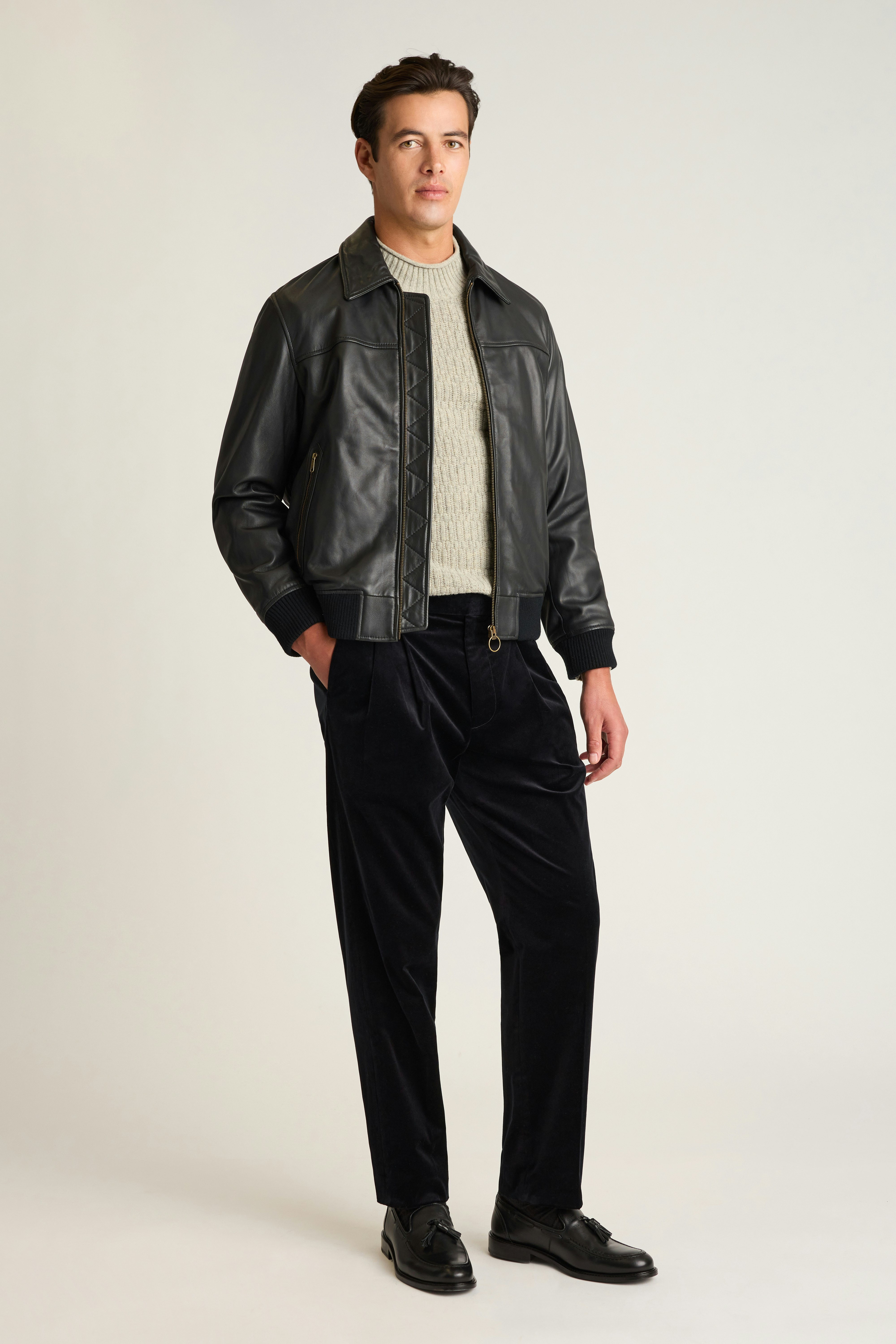 Italian Velvet Trouser jet black