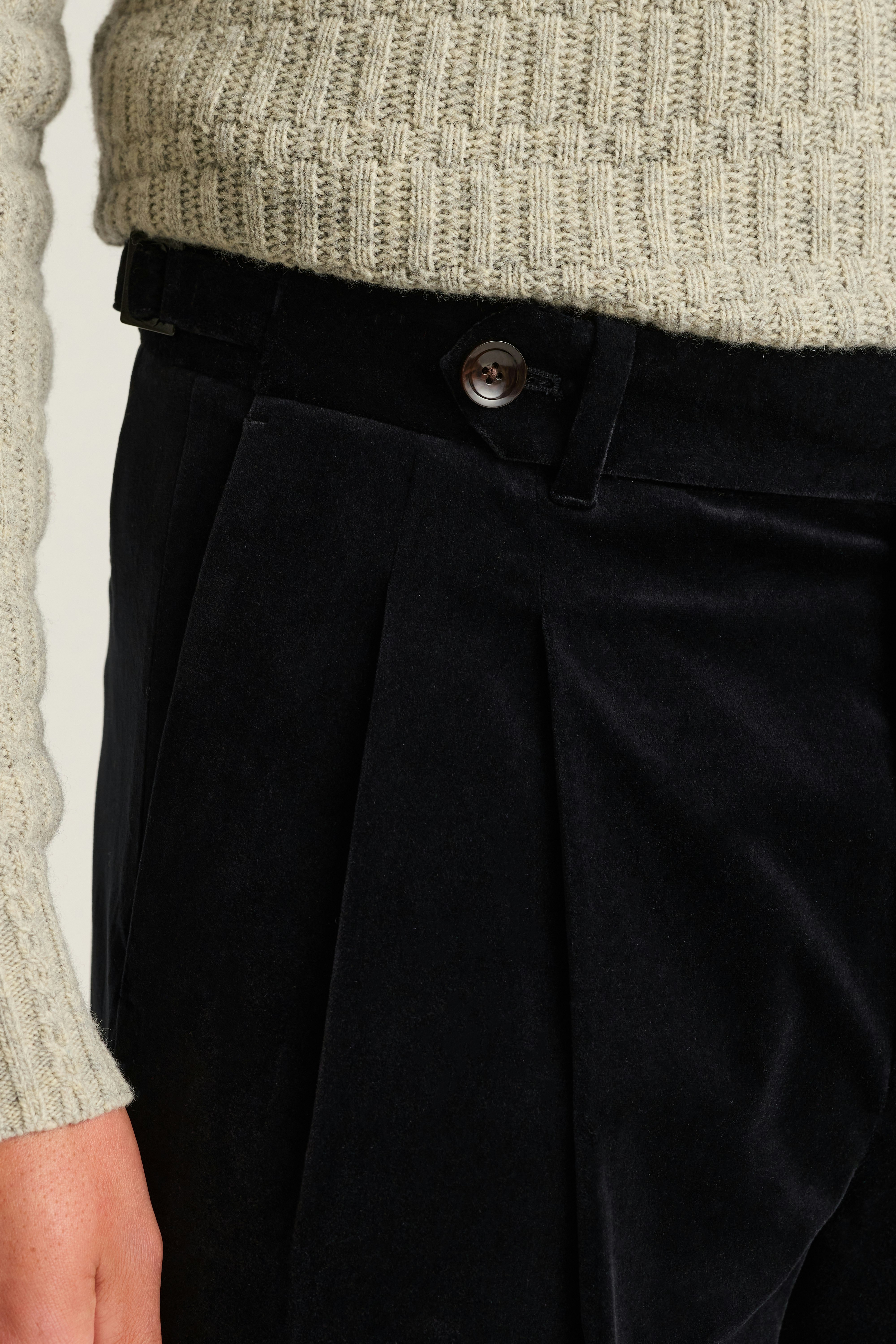 Italian Velvet Trouser jet black