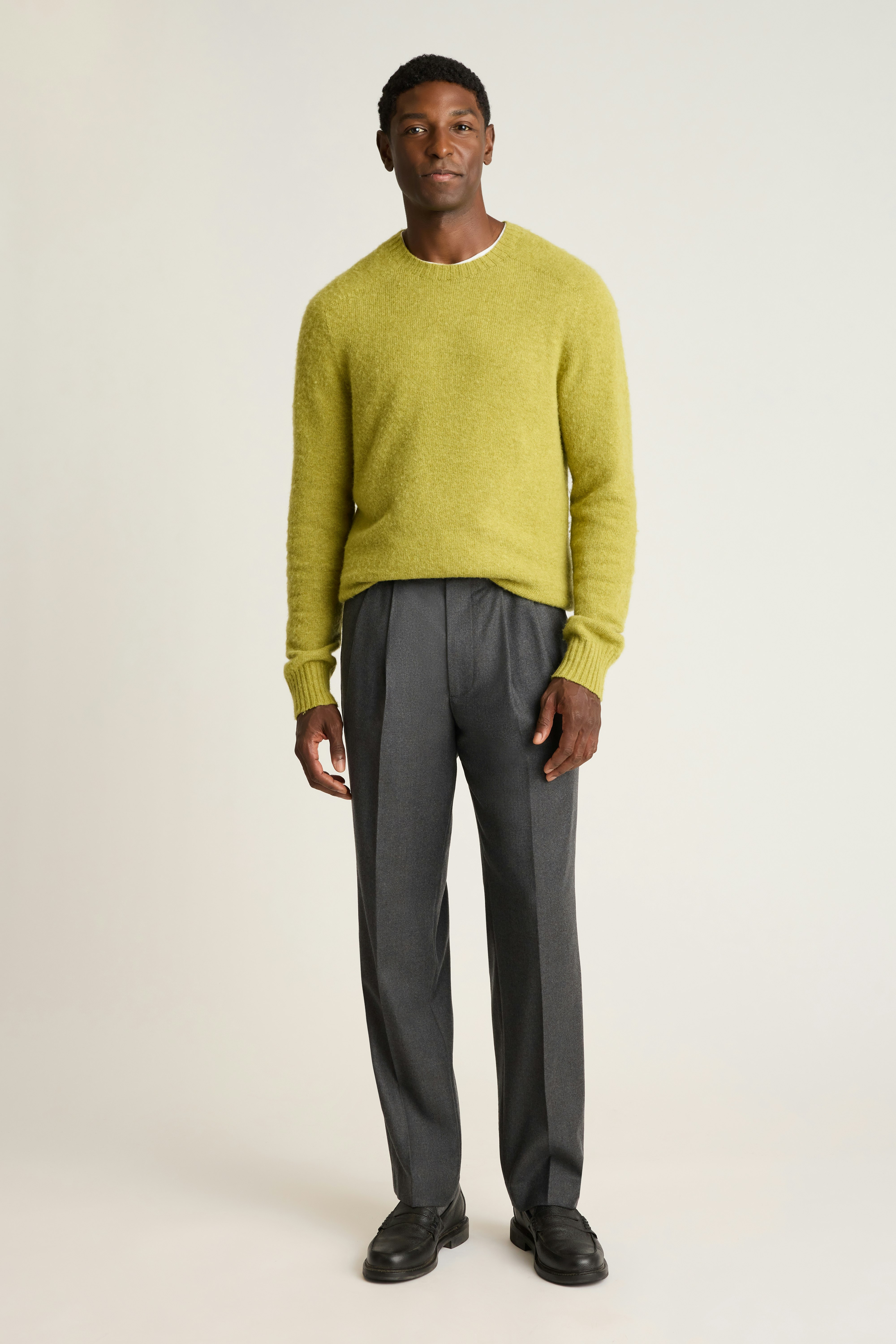 Italian Pleated Wool Trouser charcoal