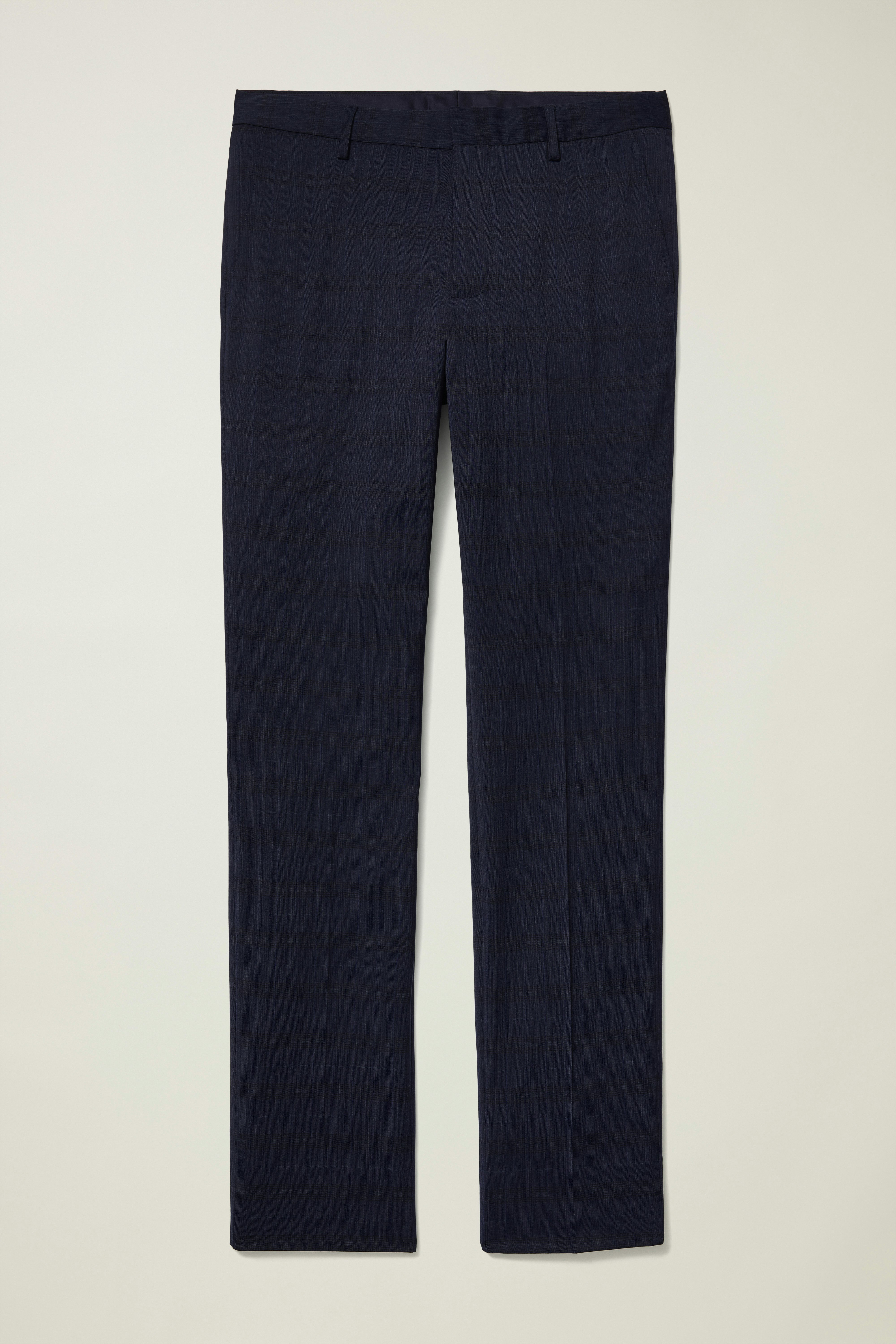 Jetsetter Italian Wool Dress Pant dark navy blue glen plaid