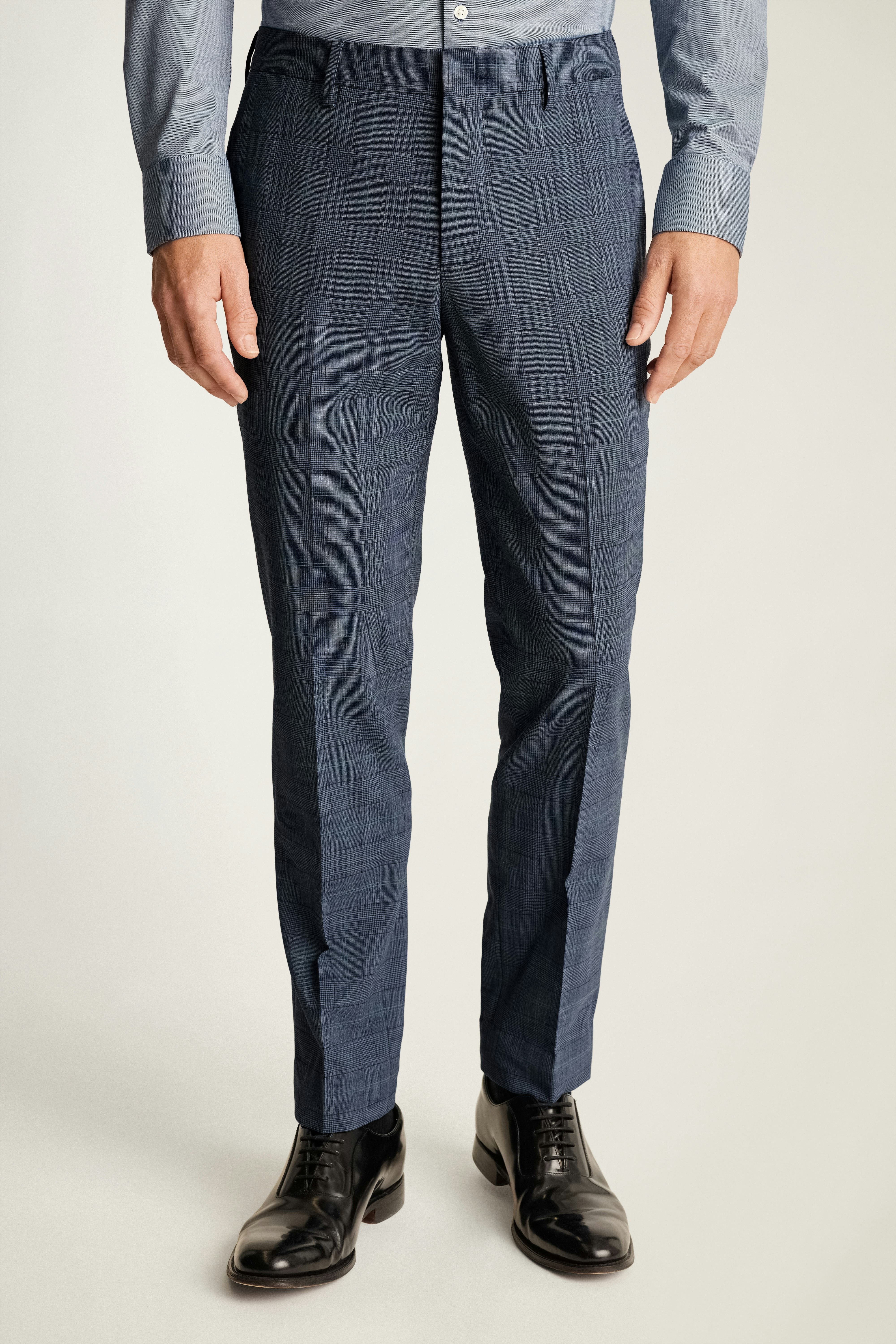 Jetsetter Italian Wool Dress Pant blue green glenplaid