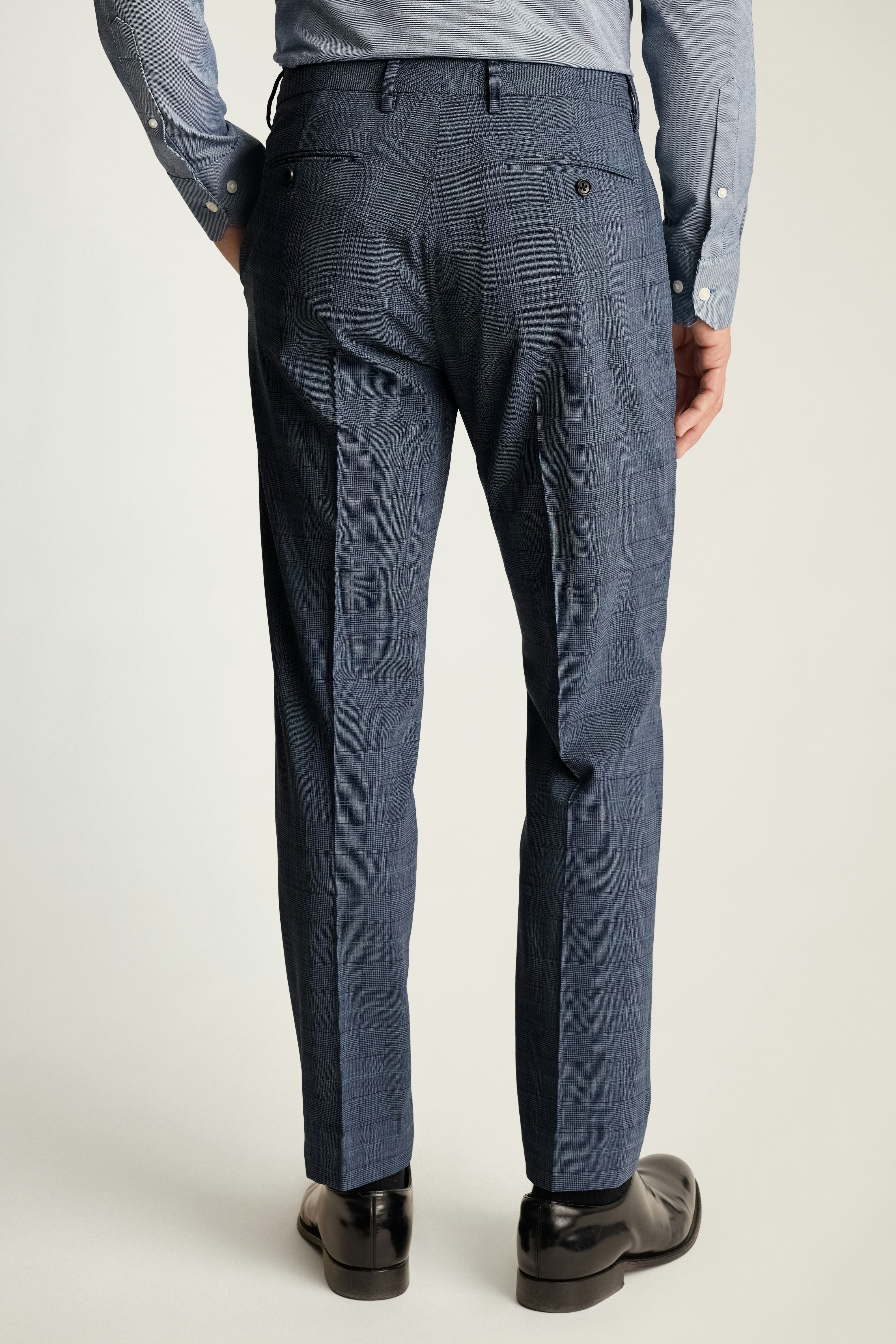 Jetsetter Italian Wool Dress Pant blue green glenplaid
