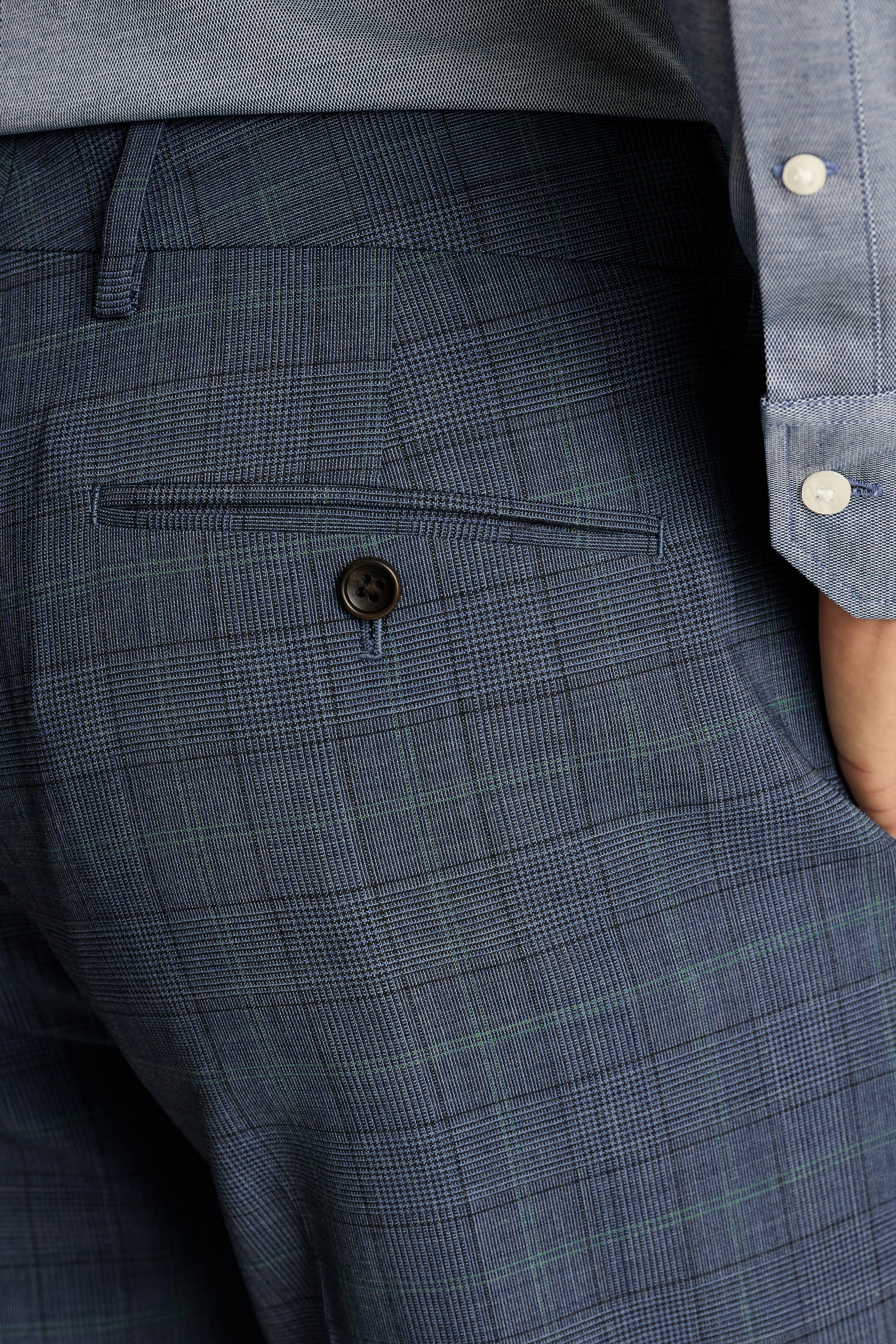 Jetsetter Italian Wool Dress Pant blue green glenplaid