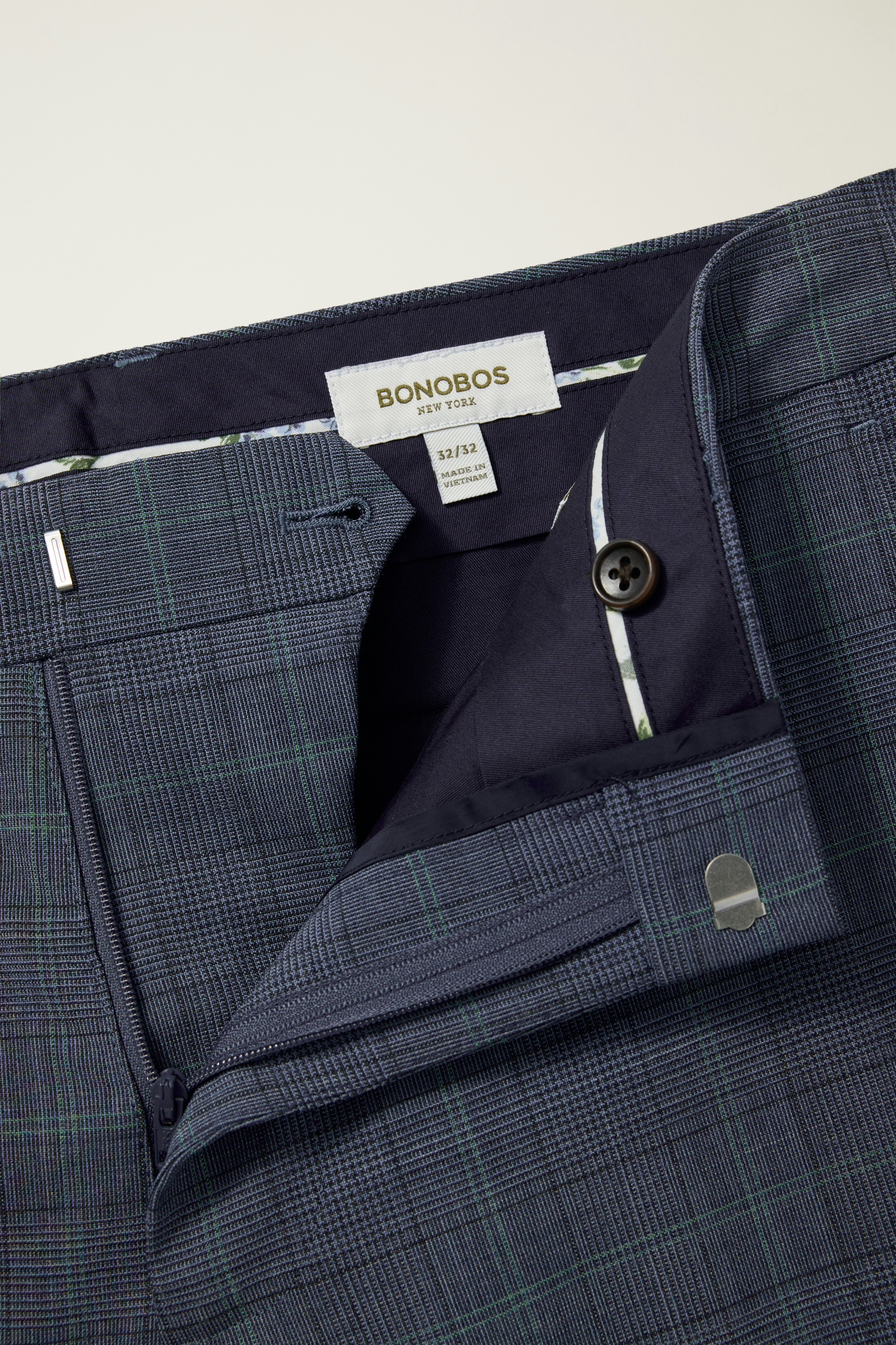 Jetsetter Italian Wool Dress Pant blue green glenplaid