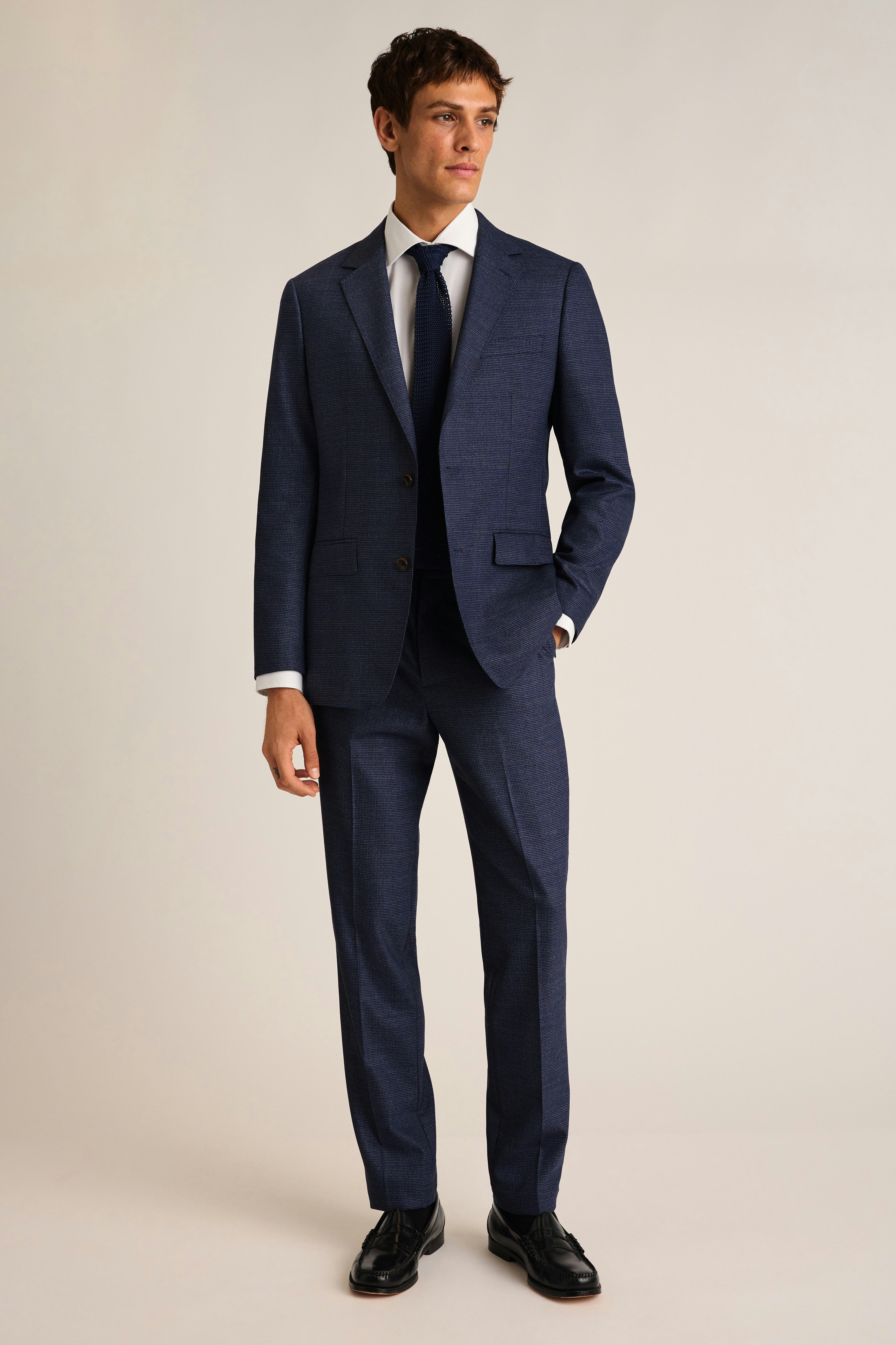 Jetsetter Wool Dress Pant navy blue houndstooth