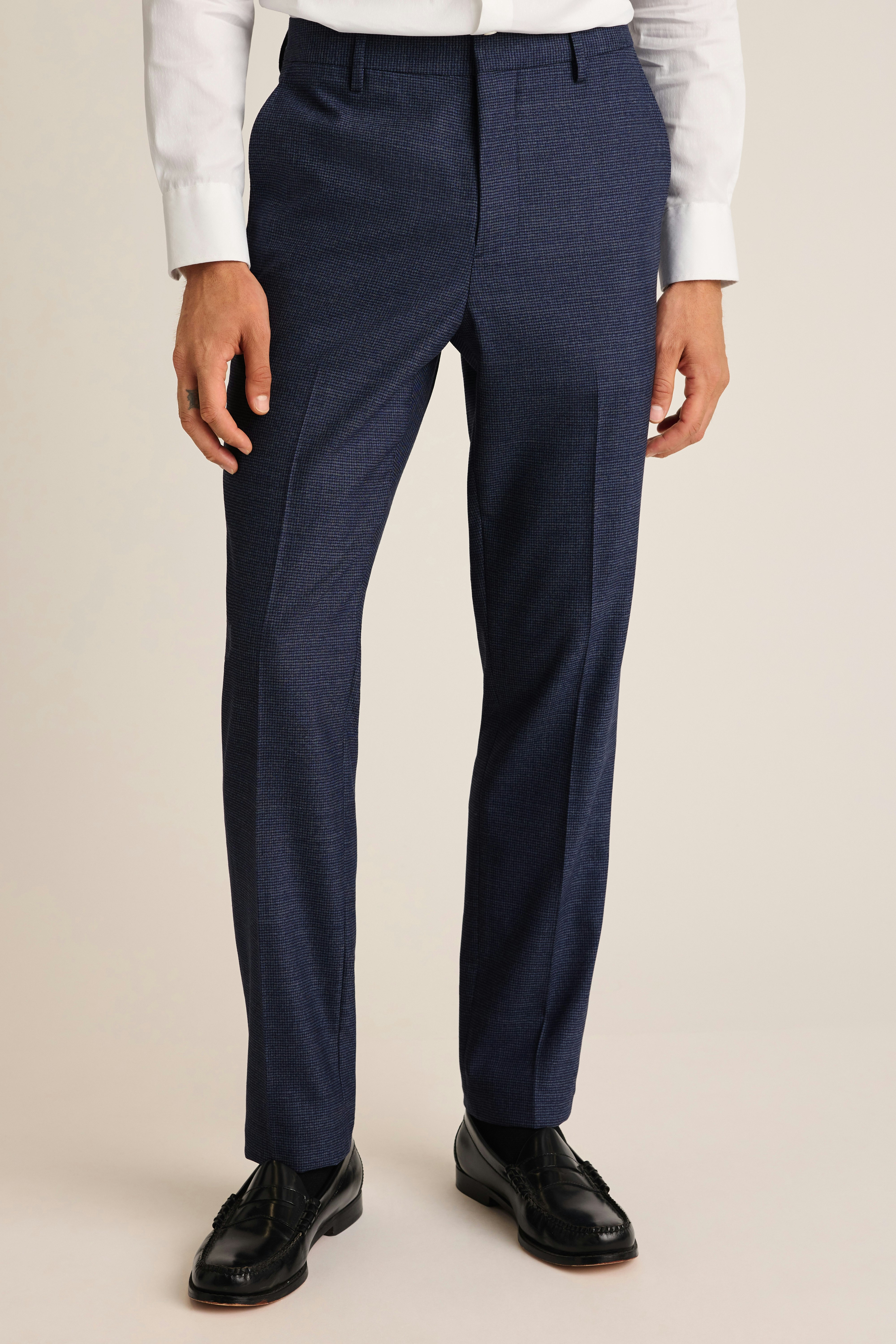 Jetsetter Wool Dress Pant navy blue houndstooth