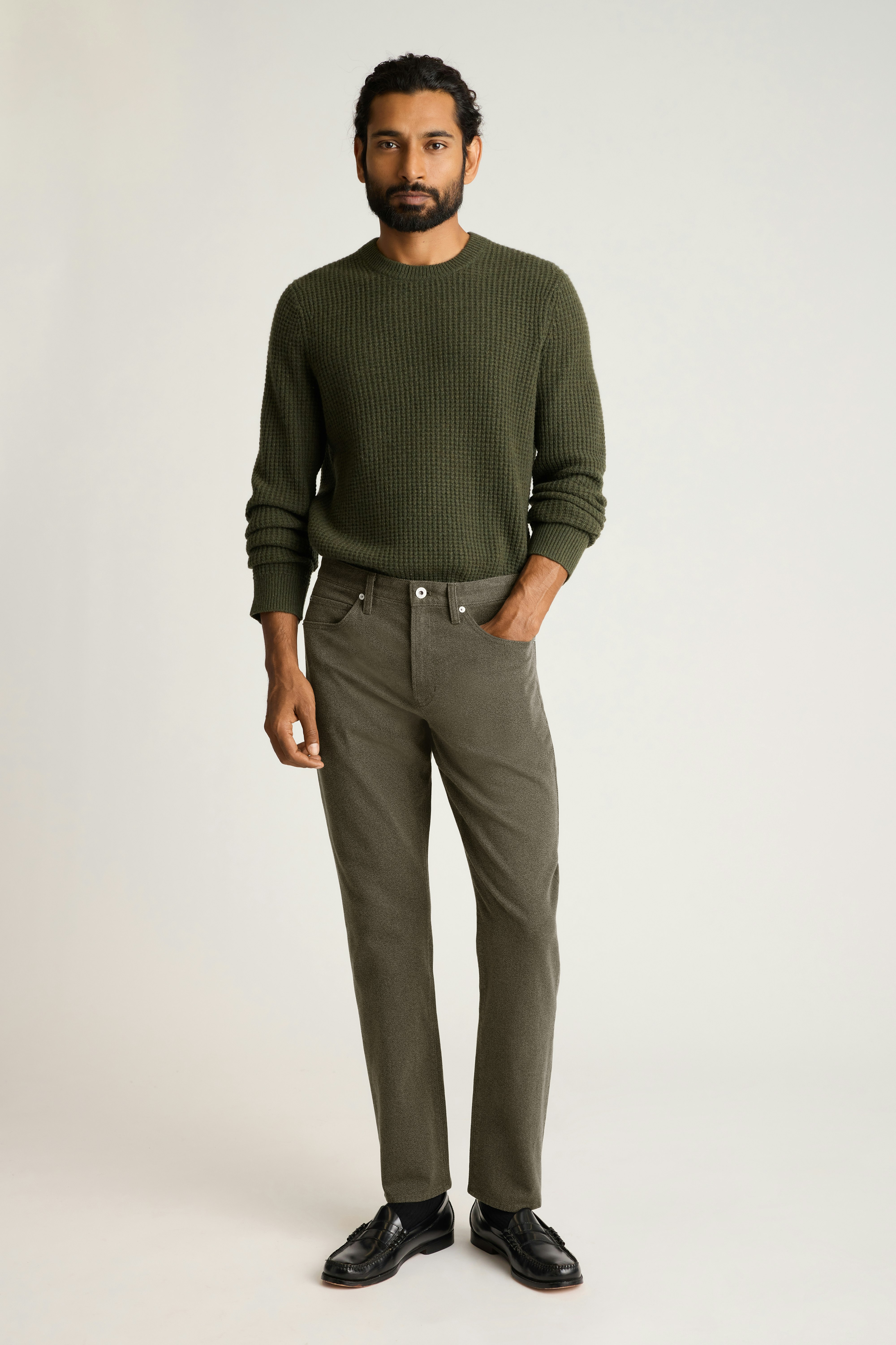 Ridgewood Textured 5-Pocket Pant olive green twill