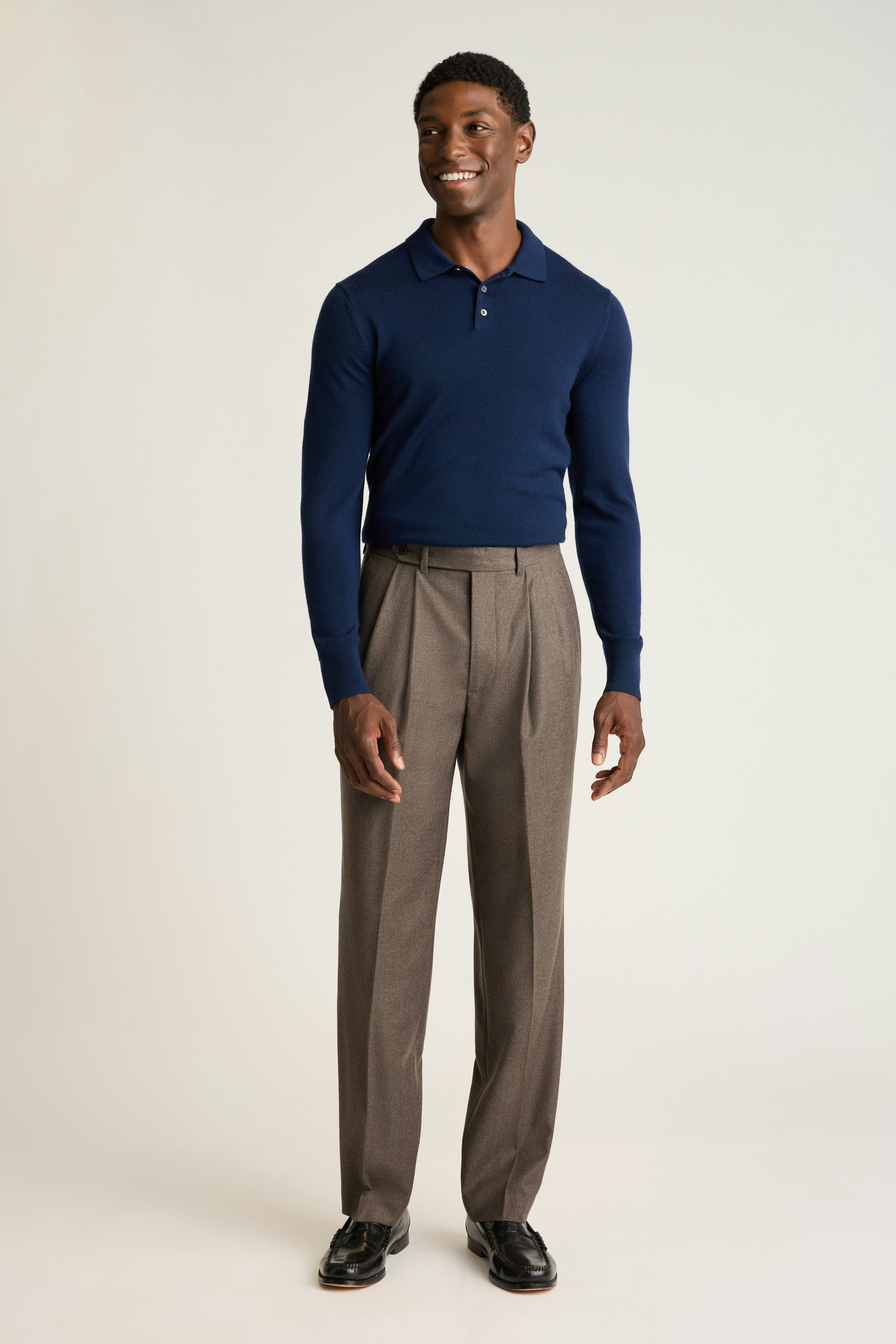 Italian Pleated Wool Trouser mushroom