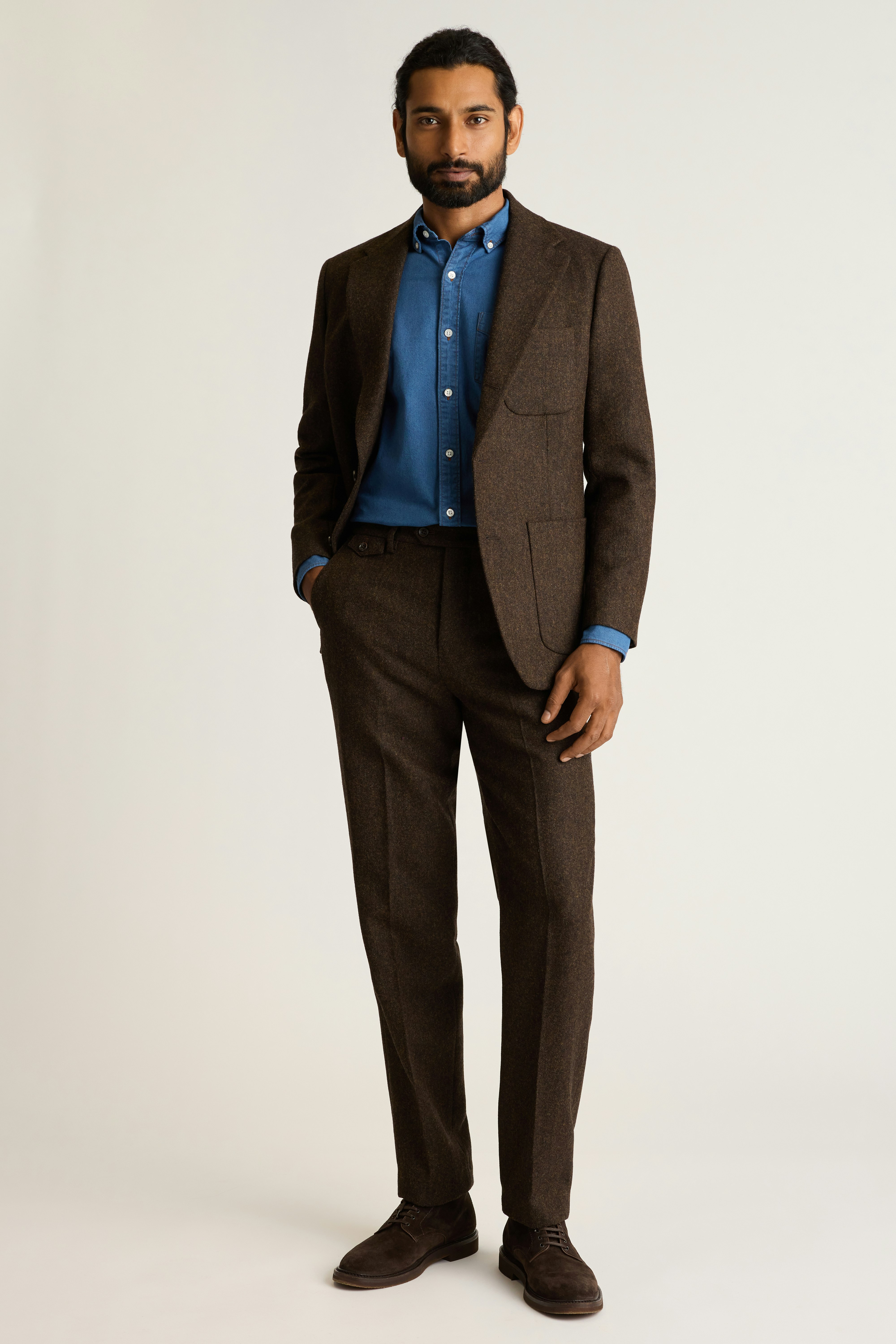 Jetsetter British Tweed Dress Pant dark brown