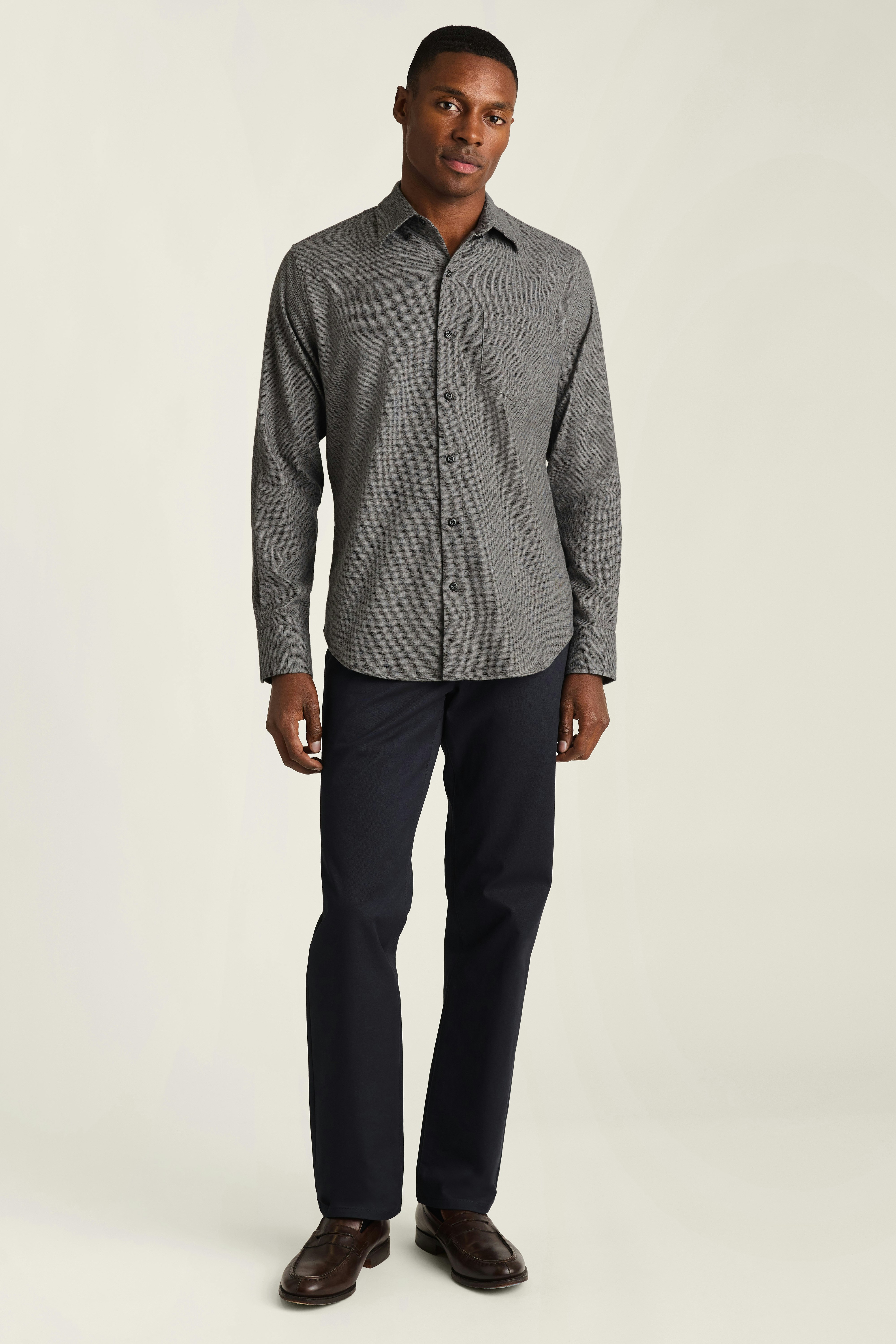 Everyday Lightweight Flannel Shirt dark grey dobby houndstooth