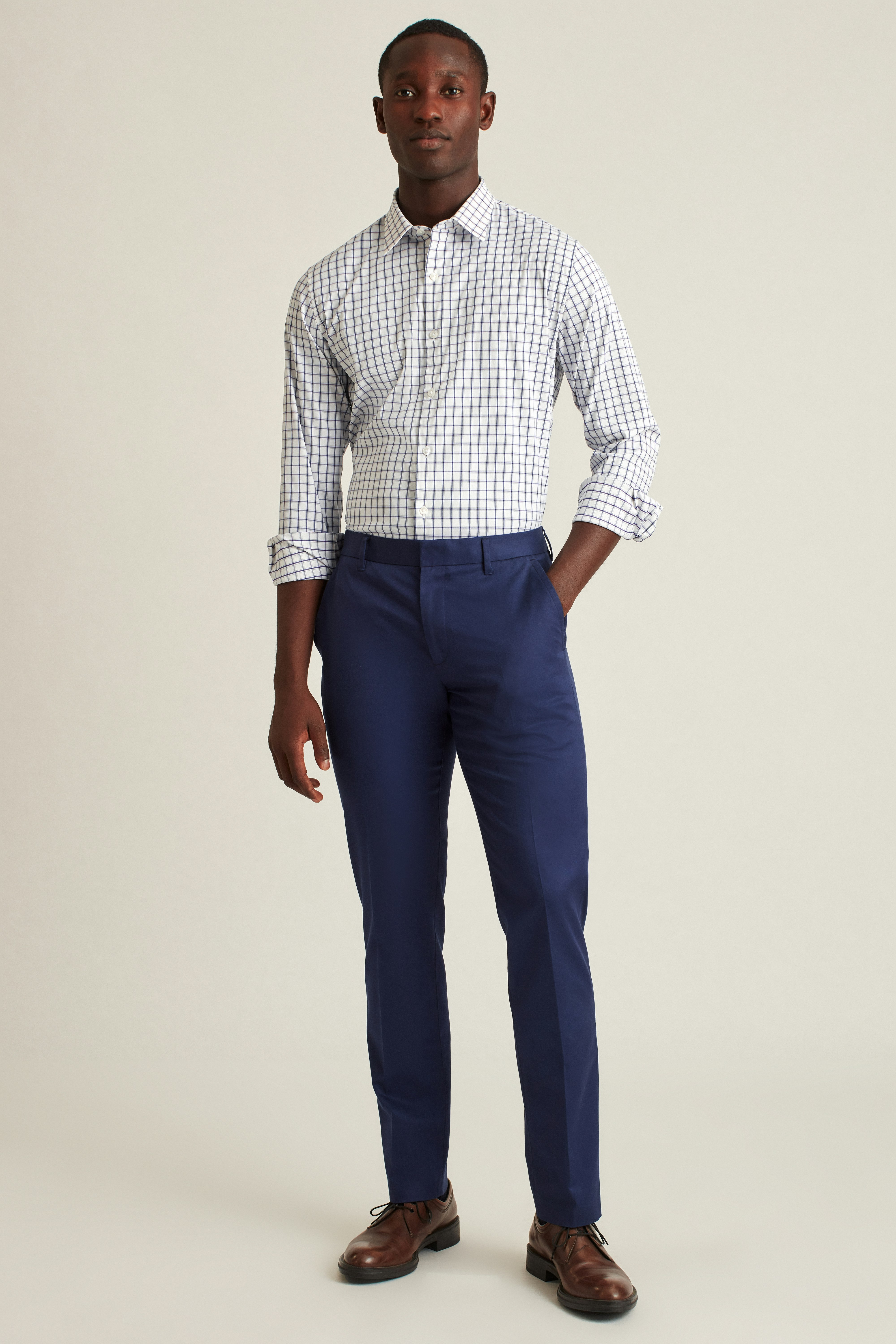 Tech Button Down Shirt dark blue horden check