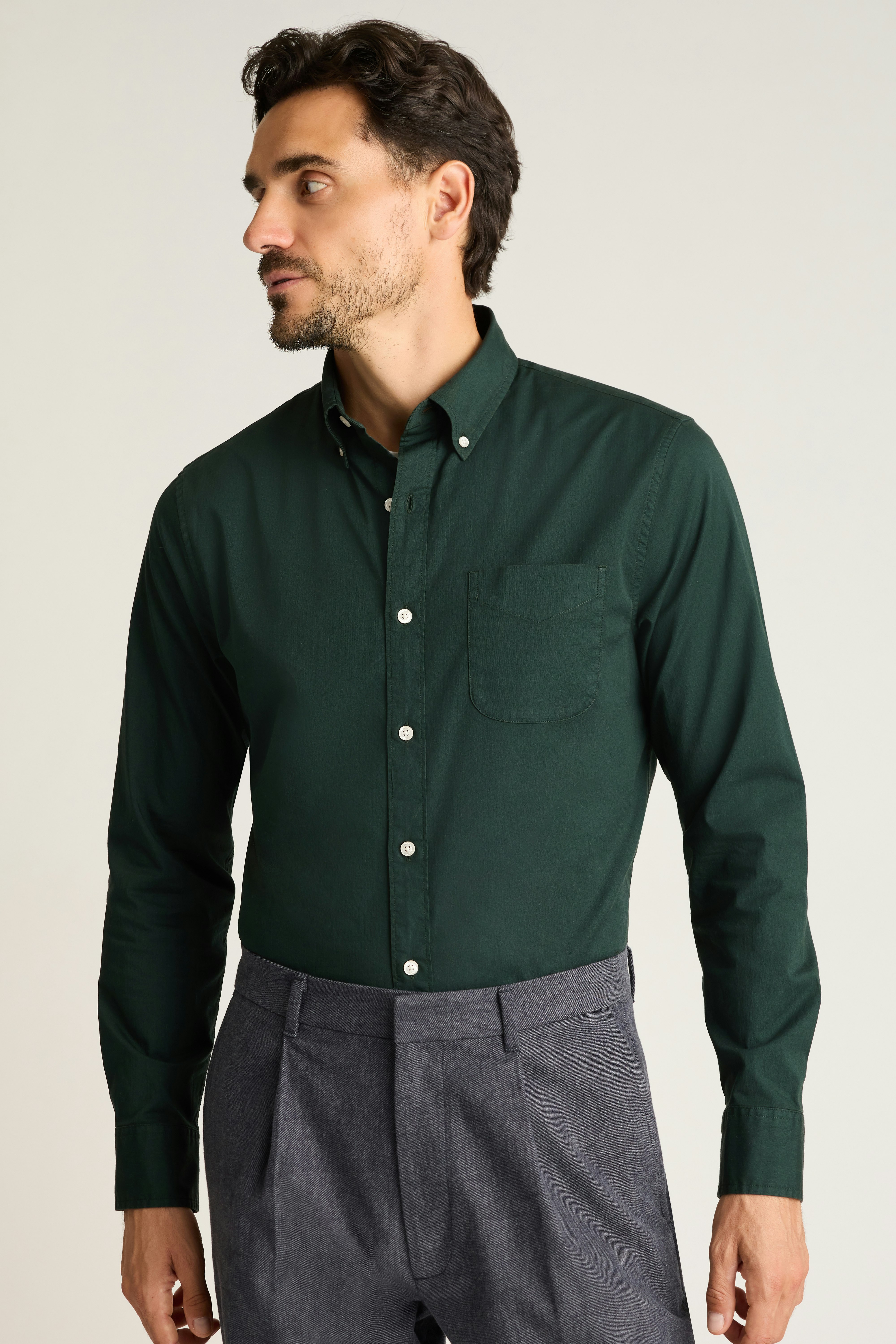 Everyday Shirt forest green herringbone