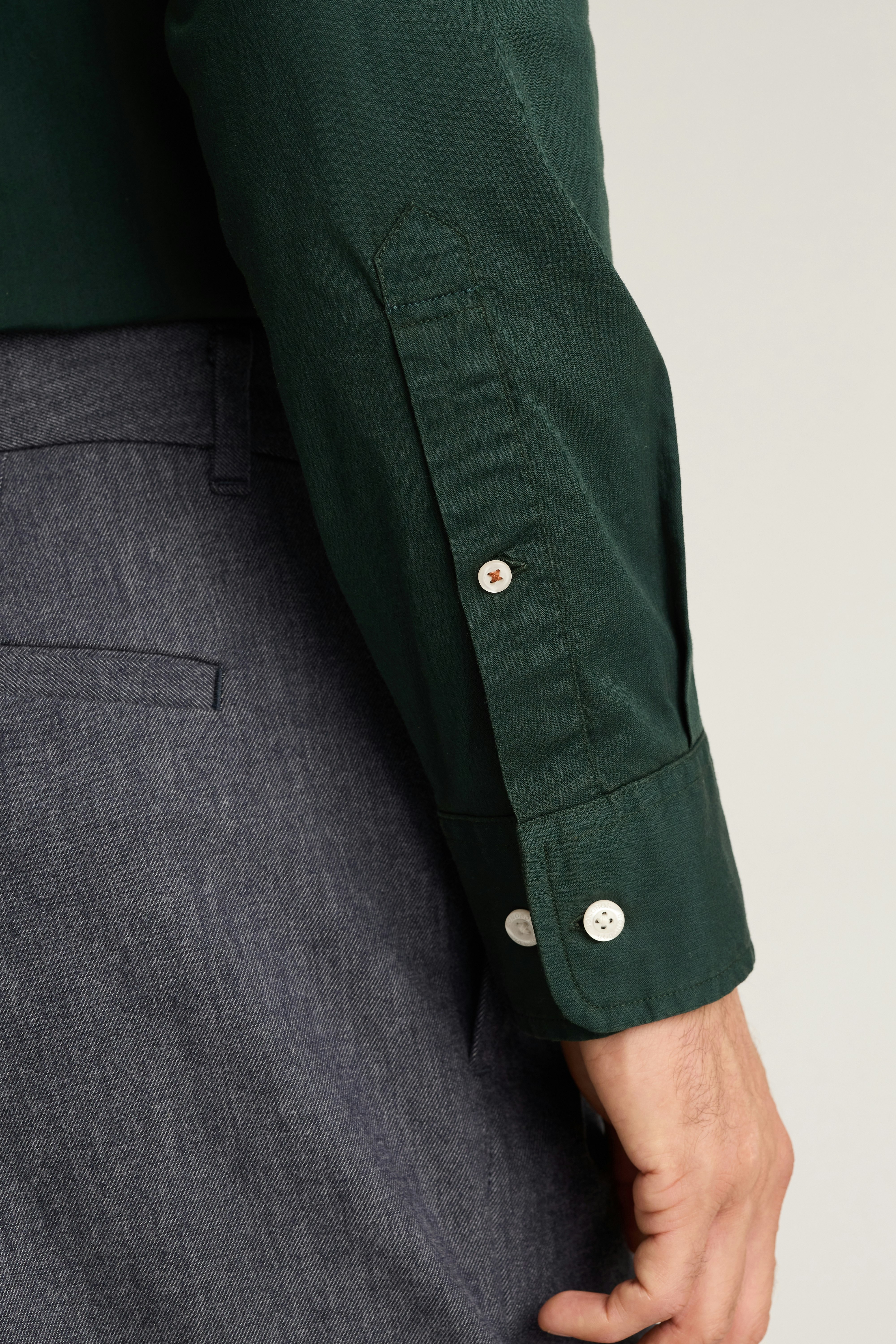 Everyday Shirt forest green herringbone