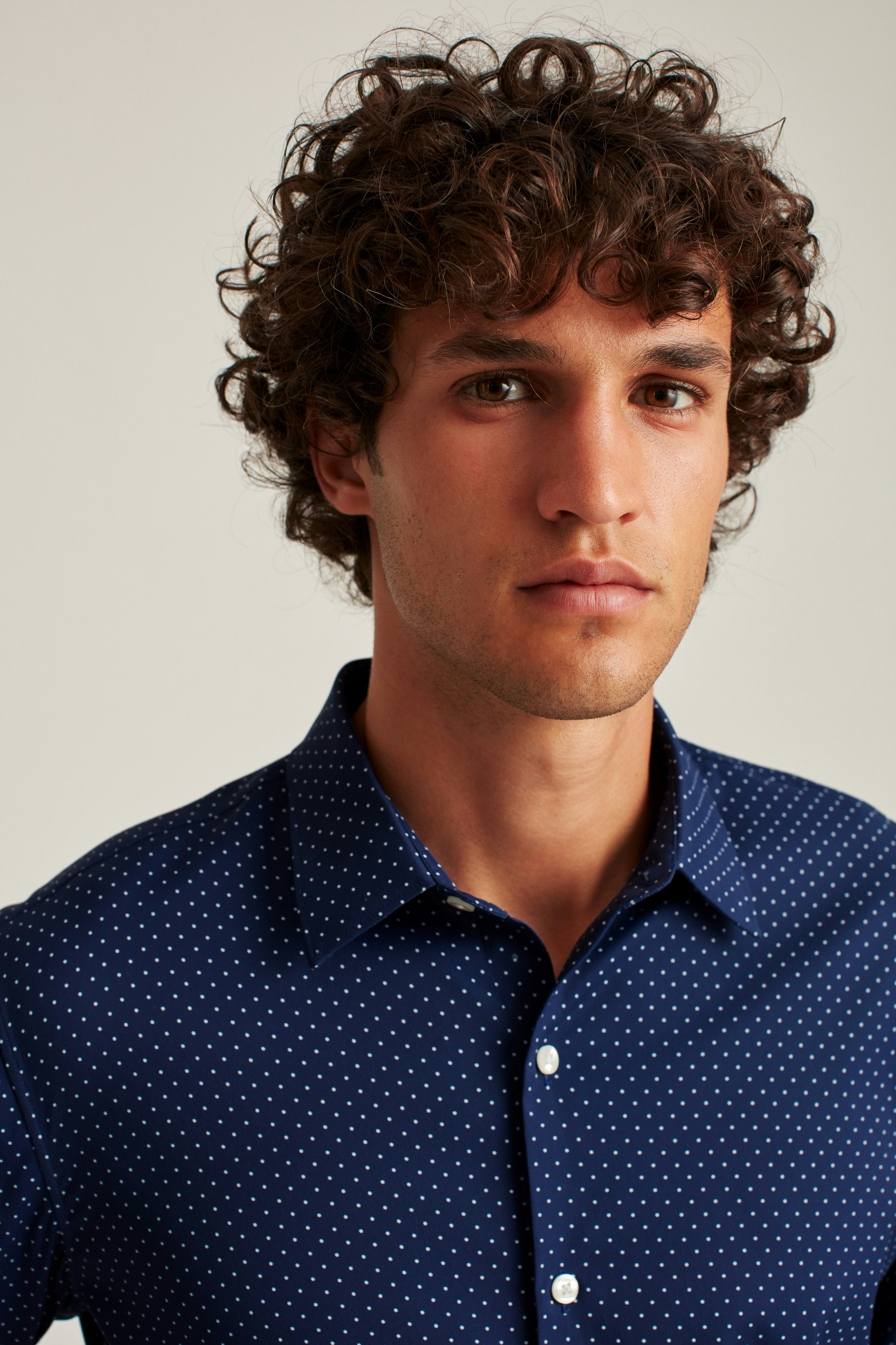 Tech Button Down Shirt deep blue bay dot