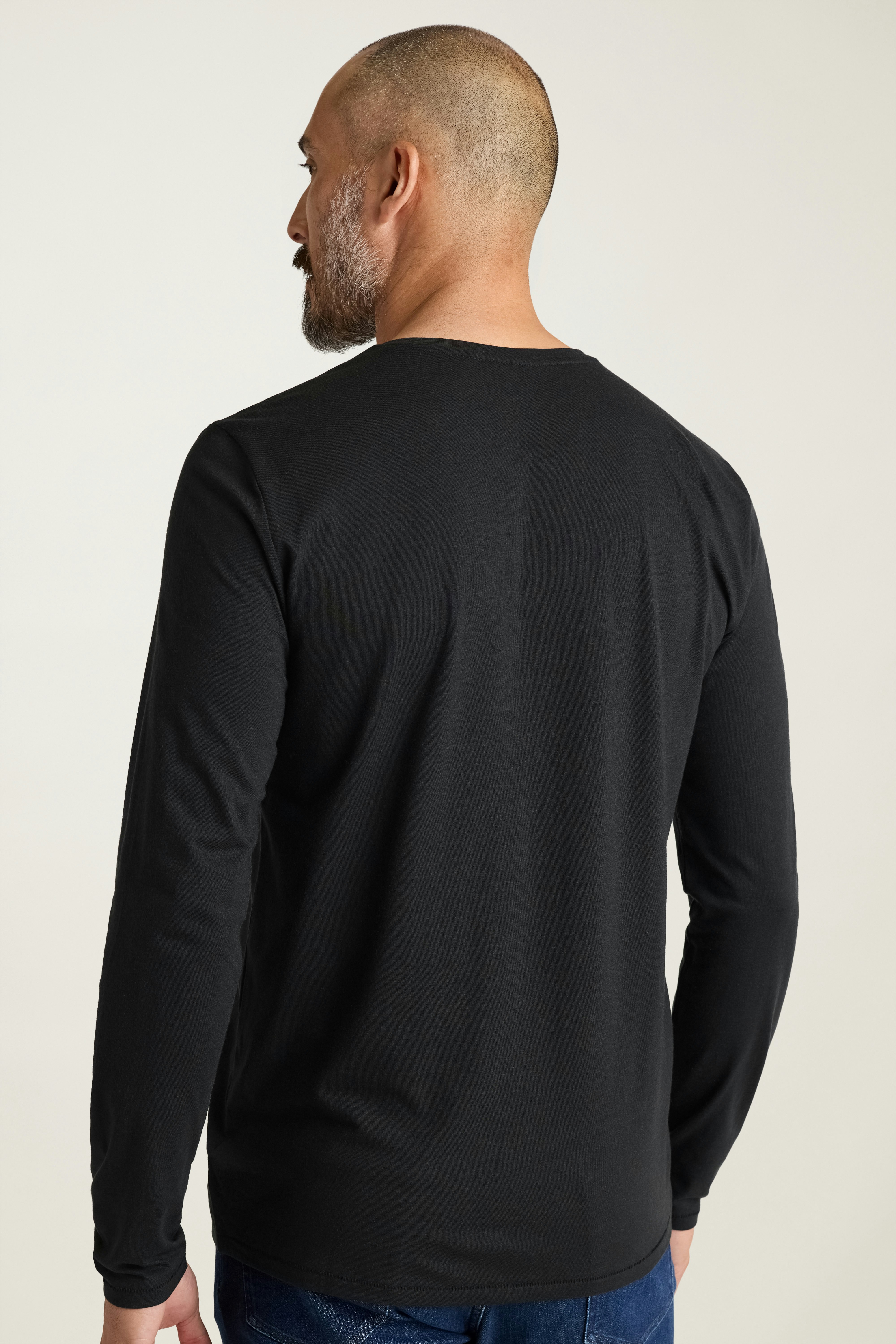 Pima Performance Long Sleeve Henley jet black