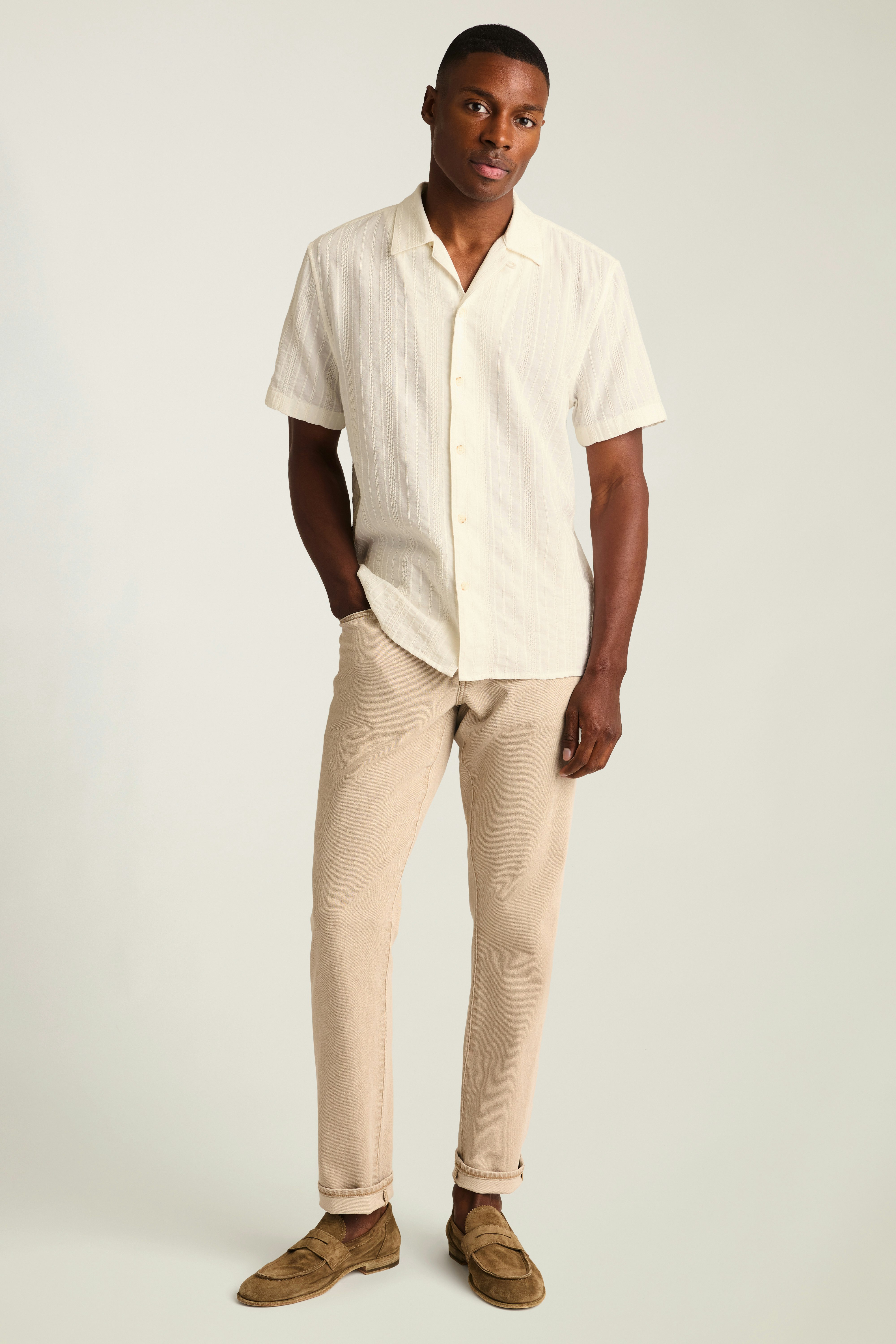 Riviera Cabana Shirt white braided texture stripe